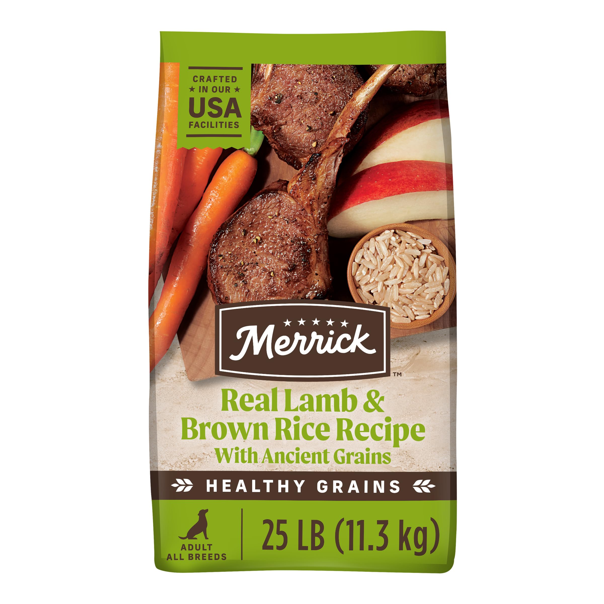 Alimento Para Perros Merrick Healthy Grains Premium Para Adultos Con Cordero, 11,3 Kg - Venta Internacional.
