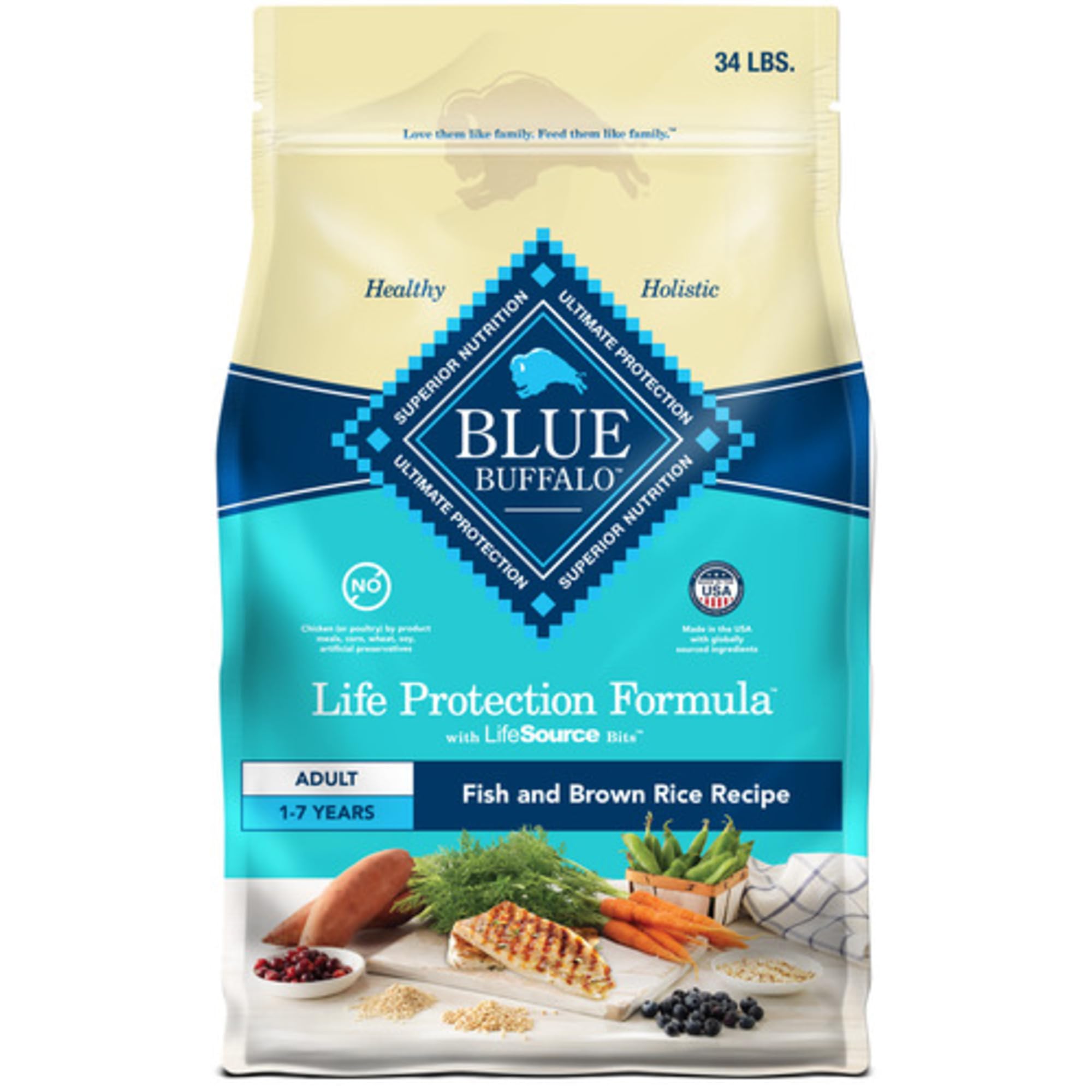 Alimento Seco Para Perros Blue Buffalo Life Protection, 15,42 Kg, Pescado - Venta Internacional.