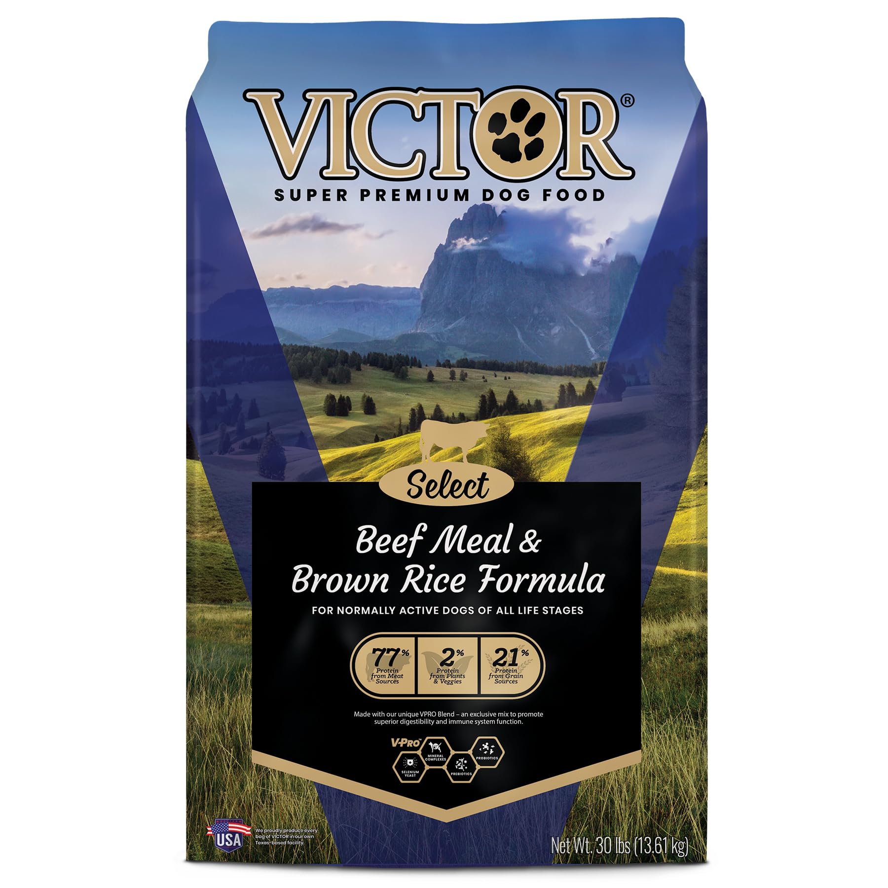 Pienso Para Perros Victor Super Premium Select De Carne De Res Y Arroz Integral 13,6 Kg - Venta Internacional.