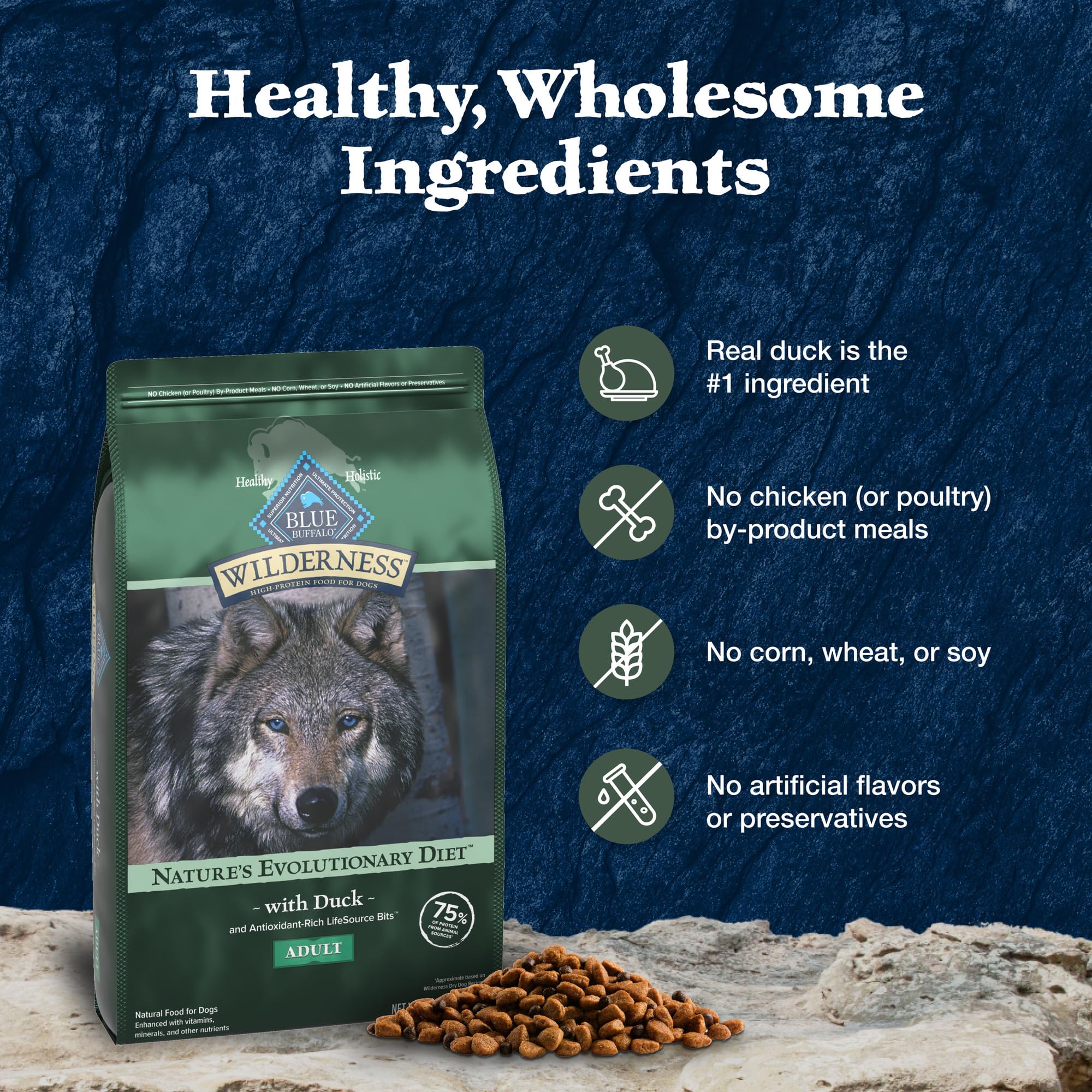 Foto 7 pulgar | Alimento Seco Blue Buffalo Wilderness Duck Para Perros Adultos, 11 Kg - Venta Internacional.