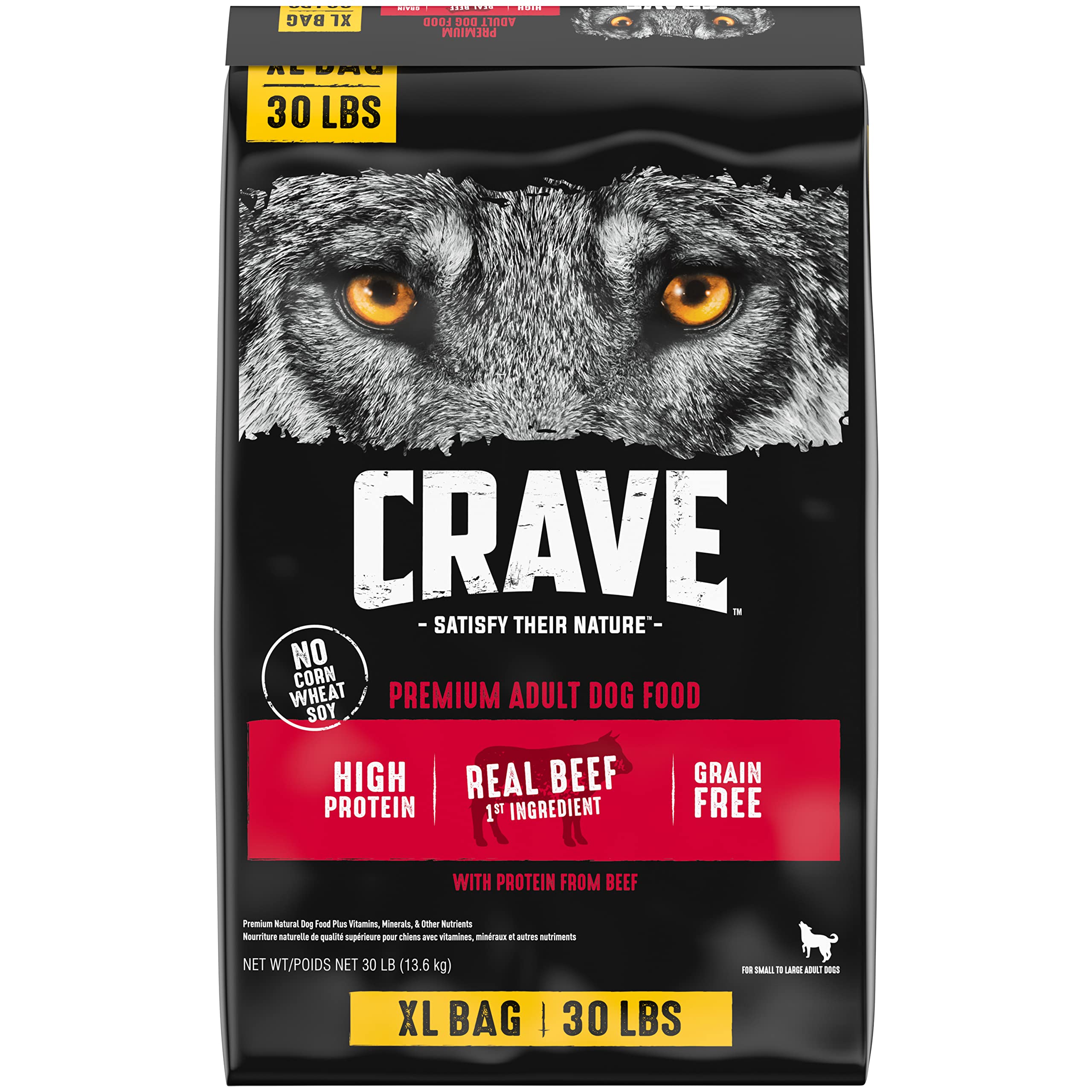 Comida Para Perros Crave, Sin Cereales, Alta En Proteínas, Carne De Res Para Adultos, 13,6 Kg - Venta Internacional.