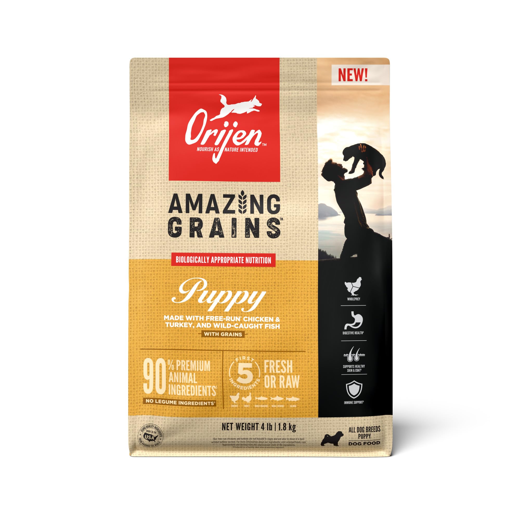 Alimento Para Perros Orijen Amazing Grains Puppy Dry De 1,8 Kg Con Alto Contenido De Proteínas - Venta Internacional.