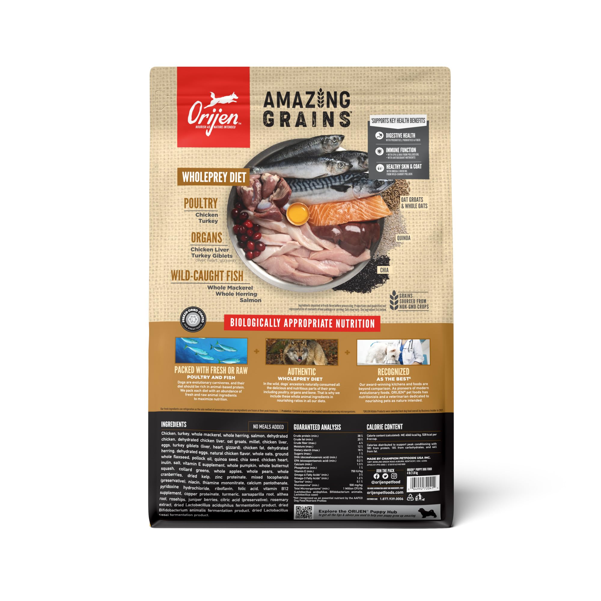 Foto 2 | Alimento Para Perros Orijen Amazing Grains Puppy Dry De 1,8 Kg Con Alto Contenido De Proteínas - Venta Internacional.