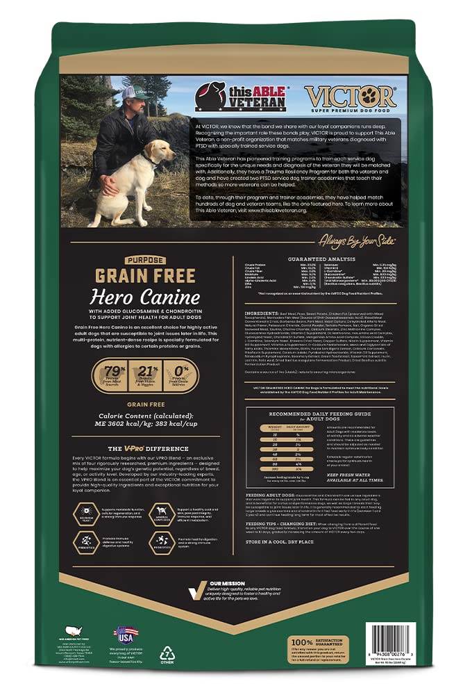 Foto 3 | Pienso Para Perros Victor Super Premium Hero Canine Sin Cereales 22,68 Kg - Venta Internacional.