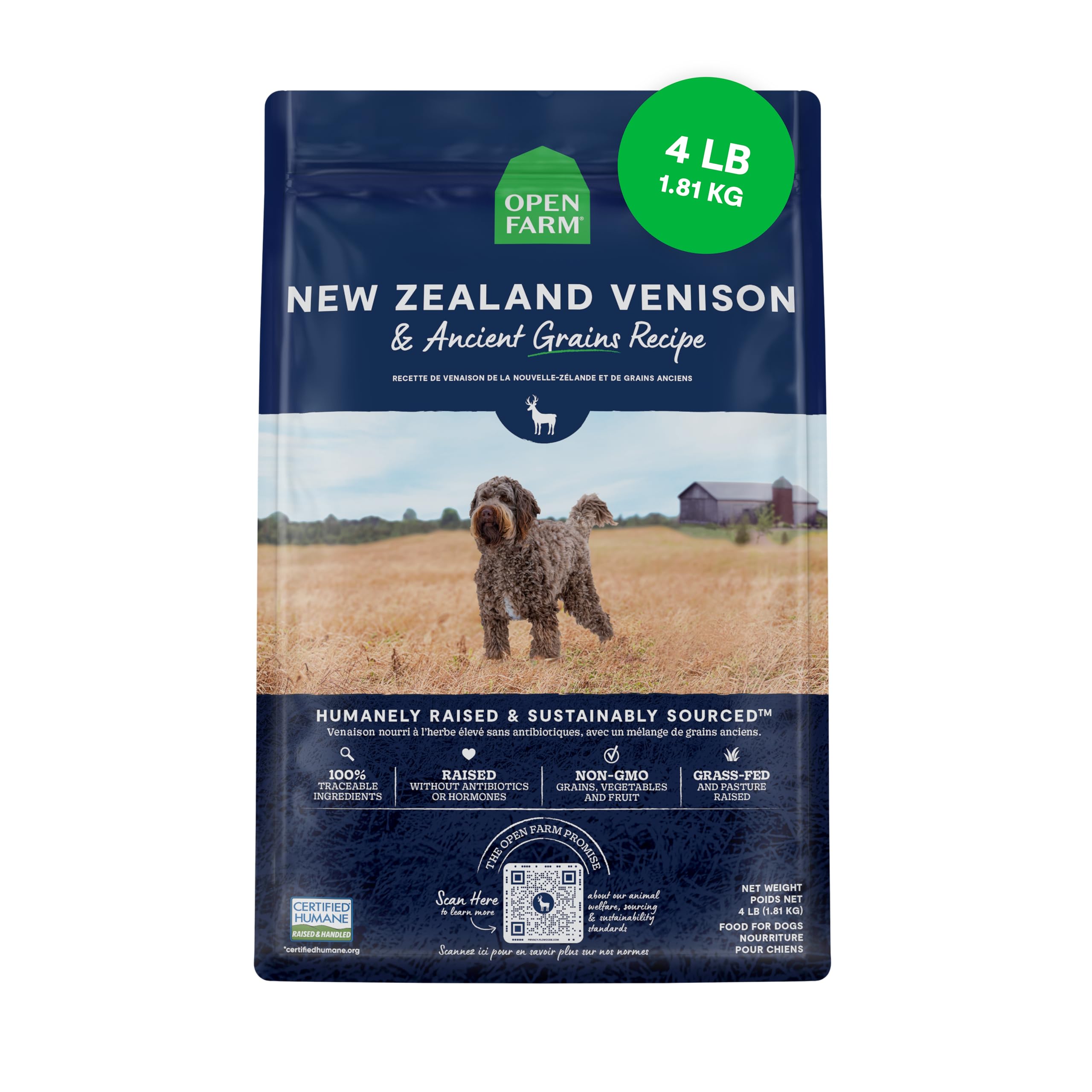 Alimento Seco Para Perros Open Farm Ancient Grains, 1,8 Kg De Carne De Venado De Nueva Zelanda - Venta Internacional.