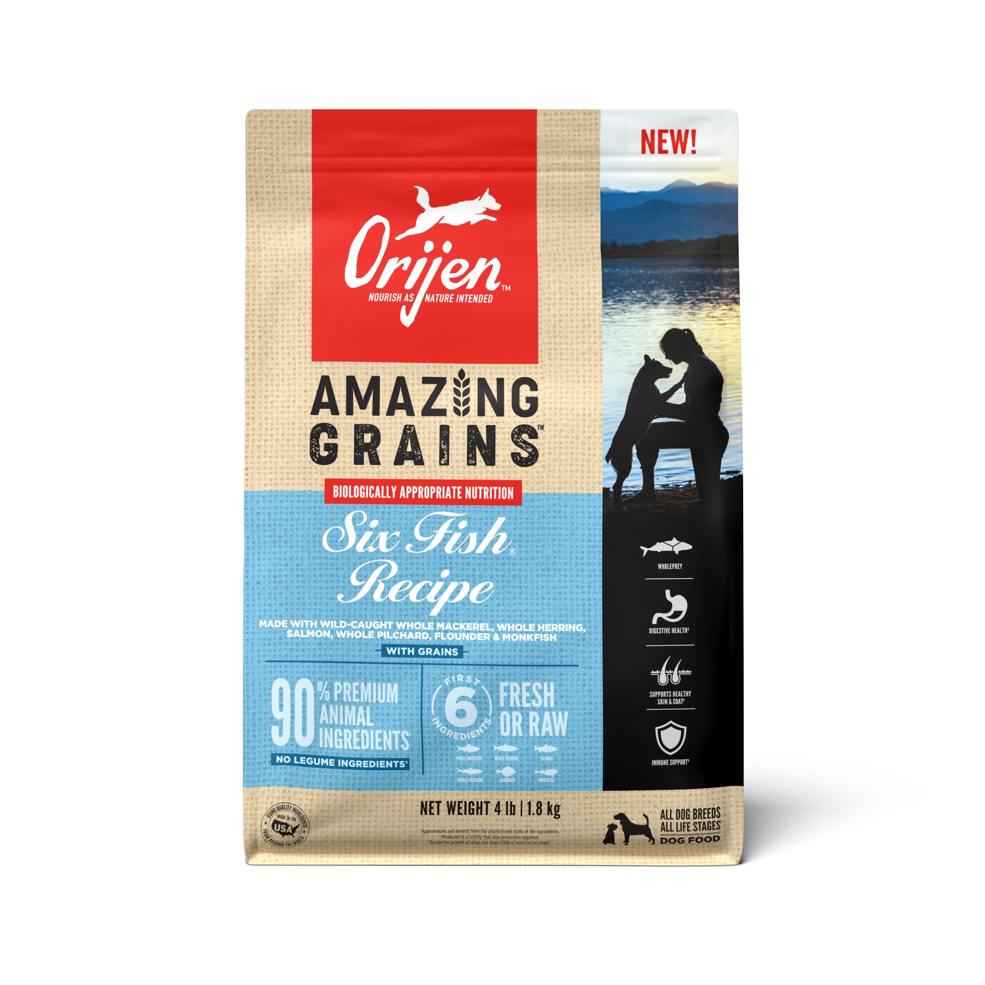 Foto 2 pulgar | Alimento Seco Para Perros Orijen Amazing Grains Six Fish Recipe 1.8 Kg - Venta Internacional.