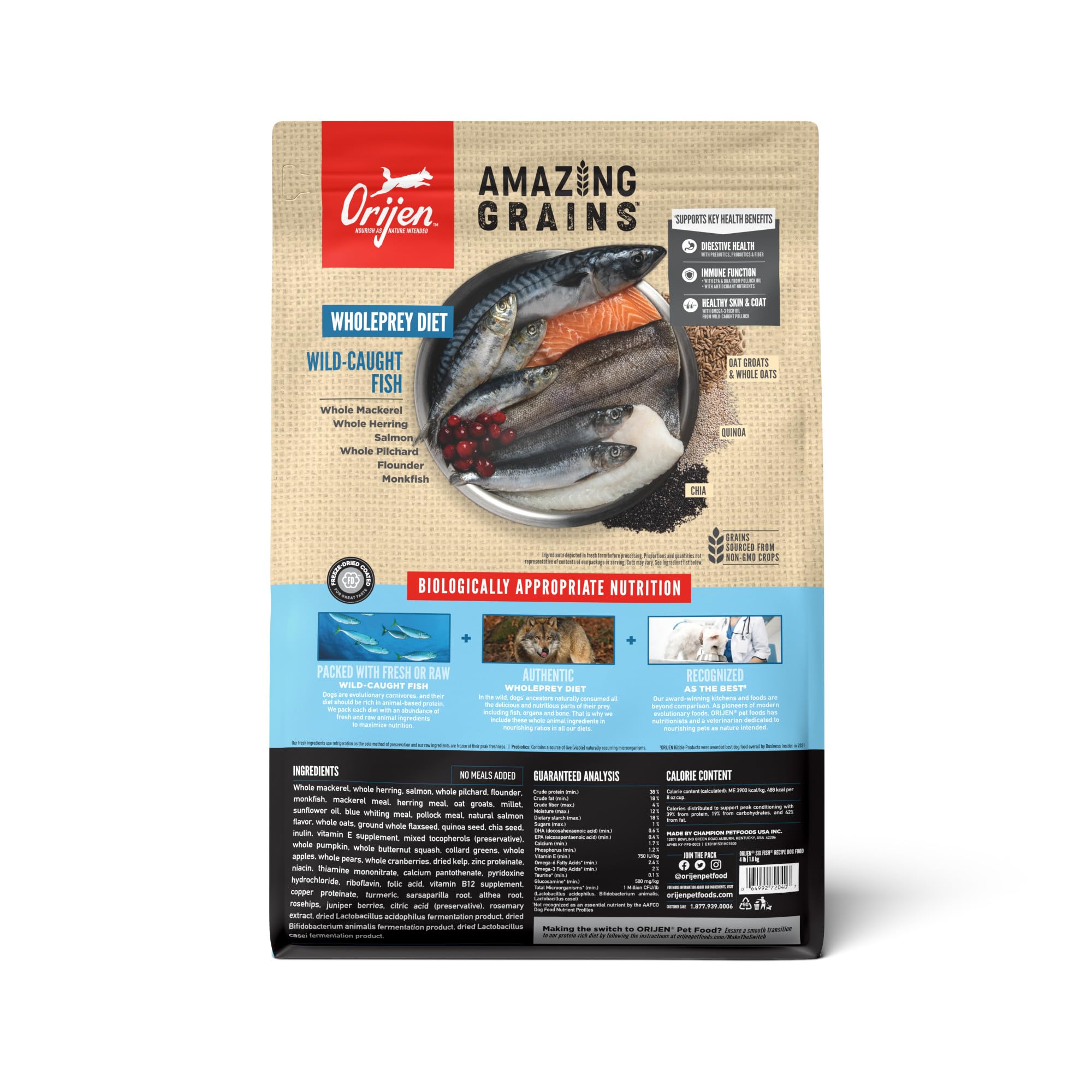 Foto 3 pulgar | Alimento Seco Para Perros Orijen Amazing Grains Six Fish Recipe 1.8 Kg - Venta Internacional.