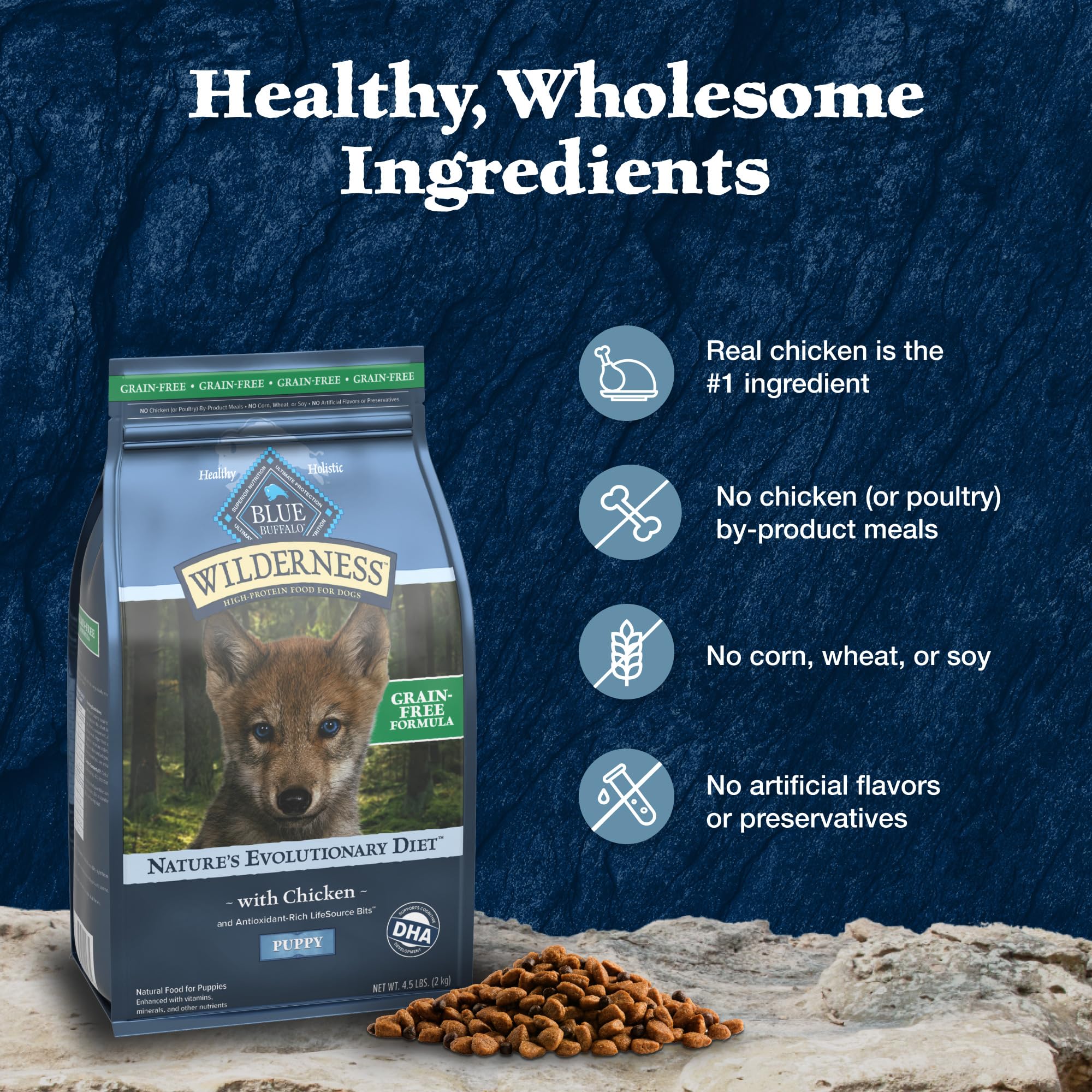 Foto 7 pulgar | Alimento Para Perros Blue Buffalo Wilderness Puppy Chicken, 2 Kg - Venta Internacional.
