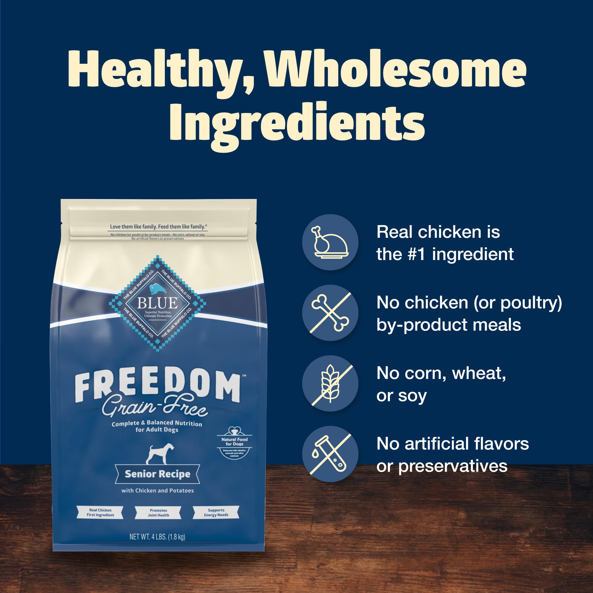 Foto 8 pulgar | Comida Para Perros Blue Buffalo Freedom Senior, Sin Cereales, Bolsa De 1,8 Kg - Venta Internacional.