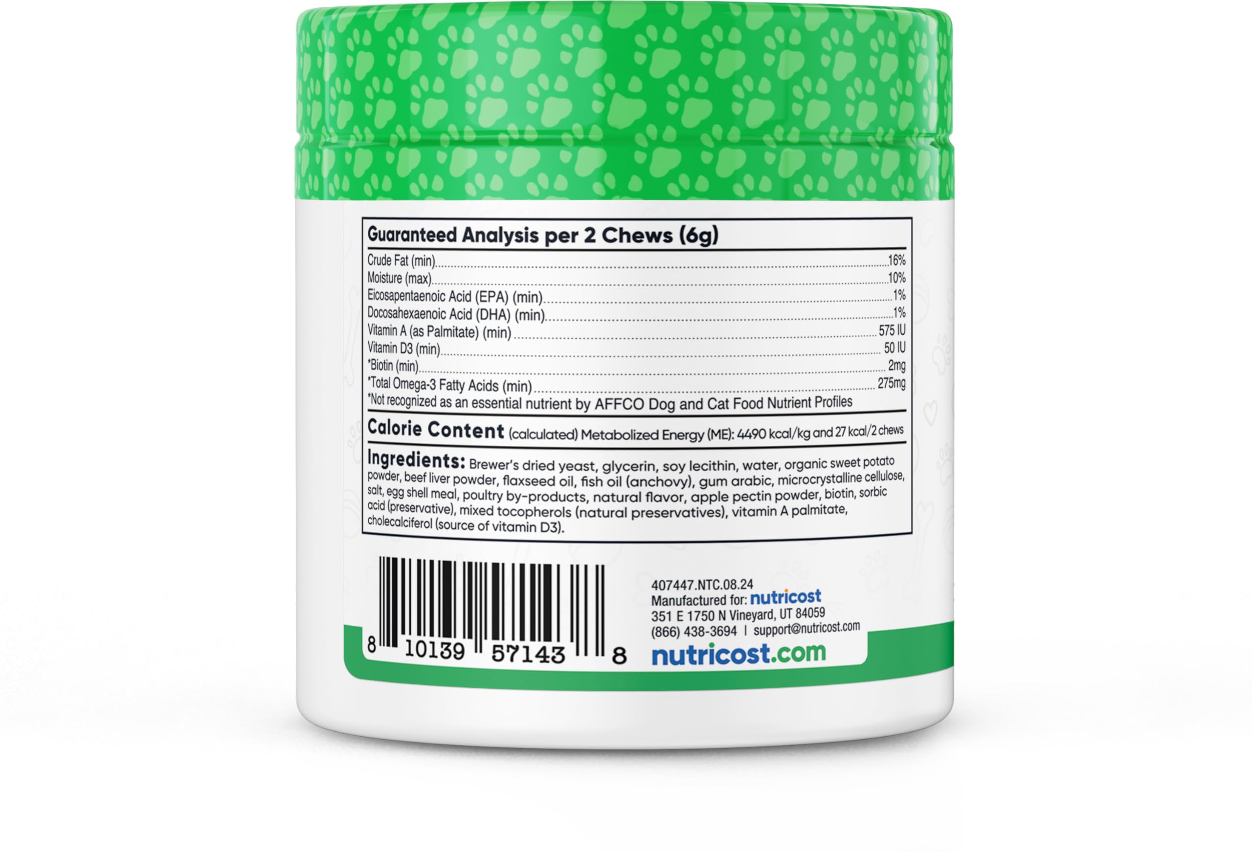 Foto 5 pulgar | Suplemento Nutricost Pets Skin & Pelat Support Para Perros - Venta Internacional.