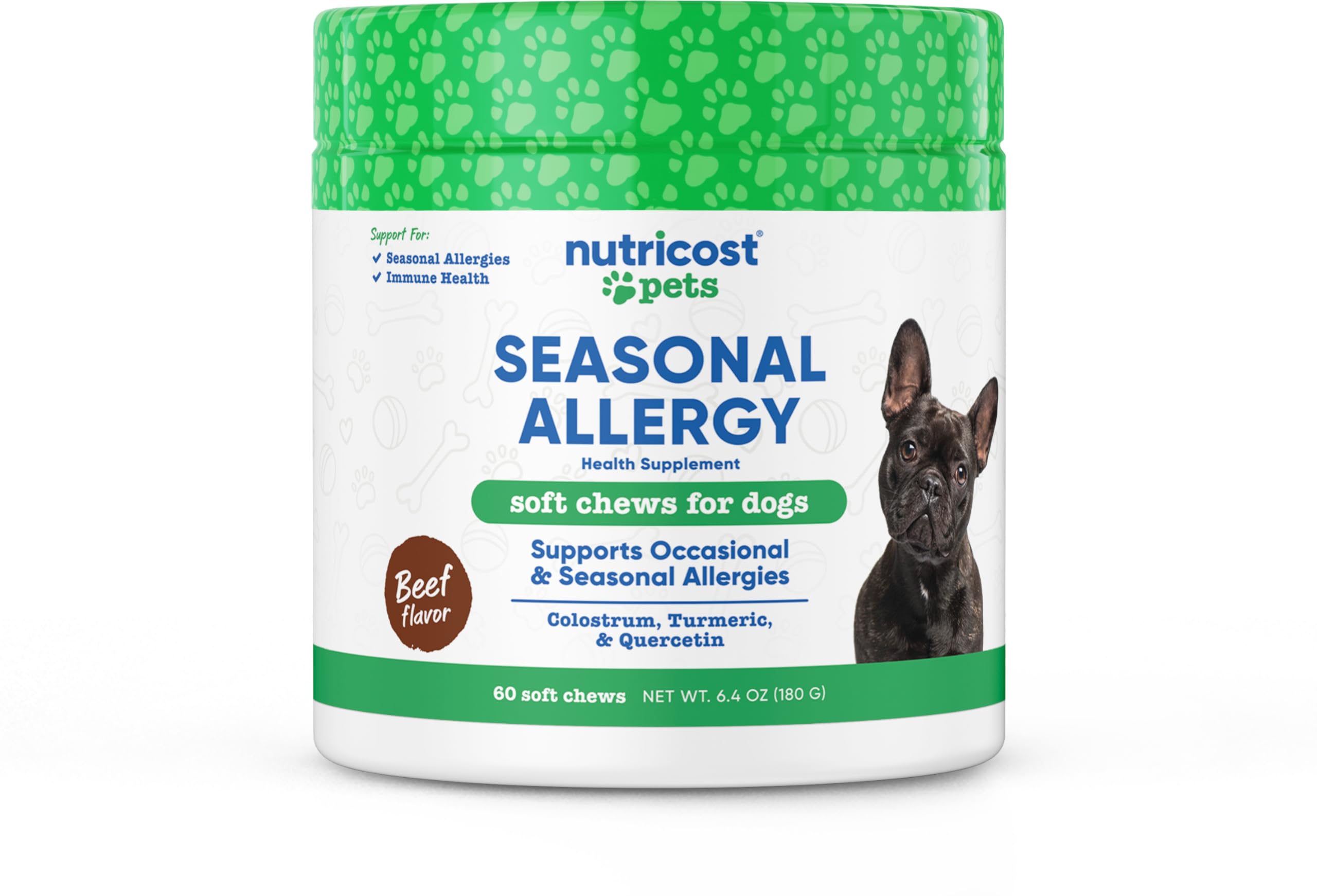 Suplemento Nutricost Pets Seasonal Allergy Para Perros, 60 Comprimidos Masticables - Venta Internacional.