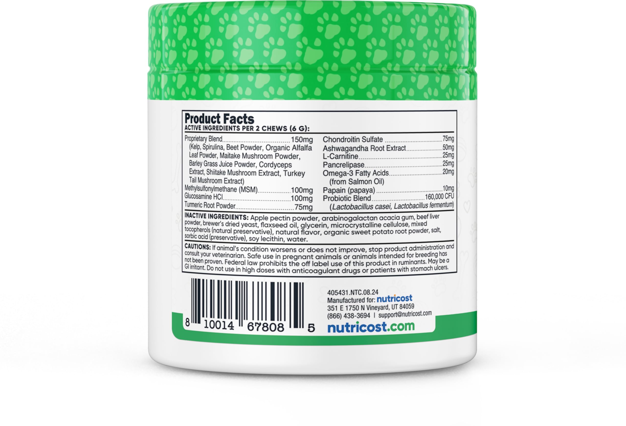 Foto 5 pulgar | Suplemento Nutricost Pets, Masticables Blandos Multifuncionales Para Perros - Venta Internacional.