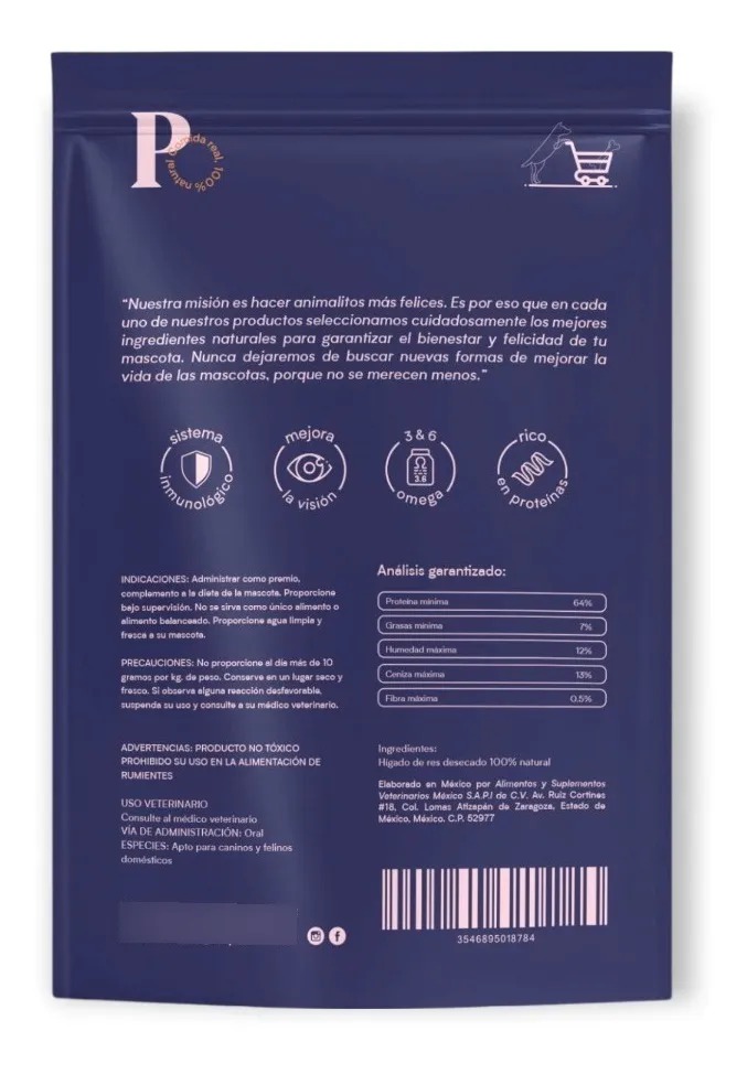 Foto 3 pulgar | The Pets Club Premios Higado De Res Para Perros 120g Pack De 12pz