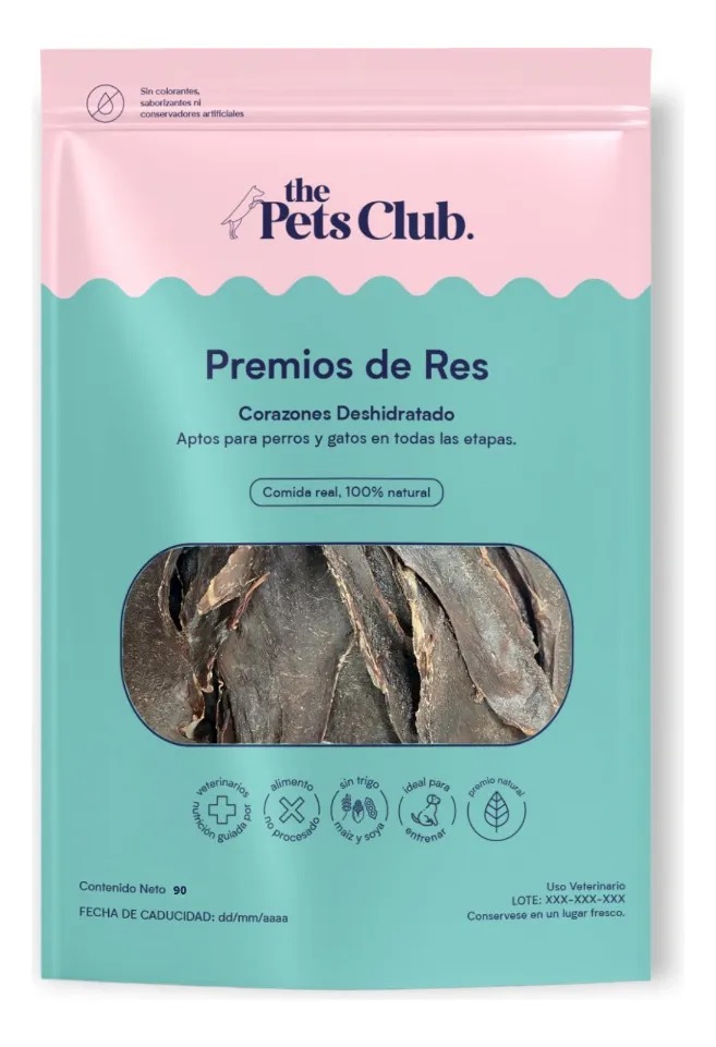 Foto 2 pulgar | Thepetsclub Premio 100% Natural Para Perro Corazón Res 90gr Deshidratado Pack 12pz