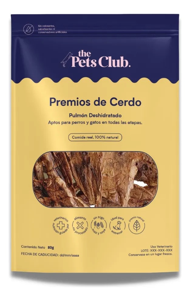 Foto 2 pulgar | Thepetsclub Premio 100% Natural Pulmón De Cerdo 80gr Deshidratado Pack 12pz