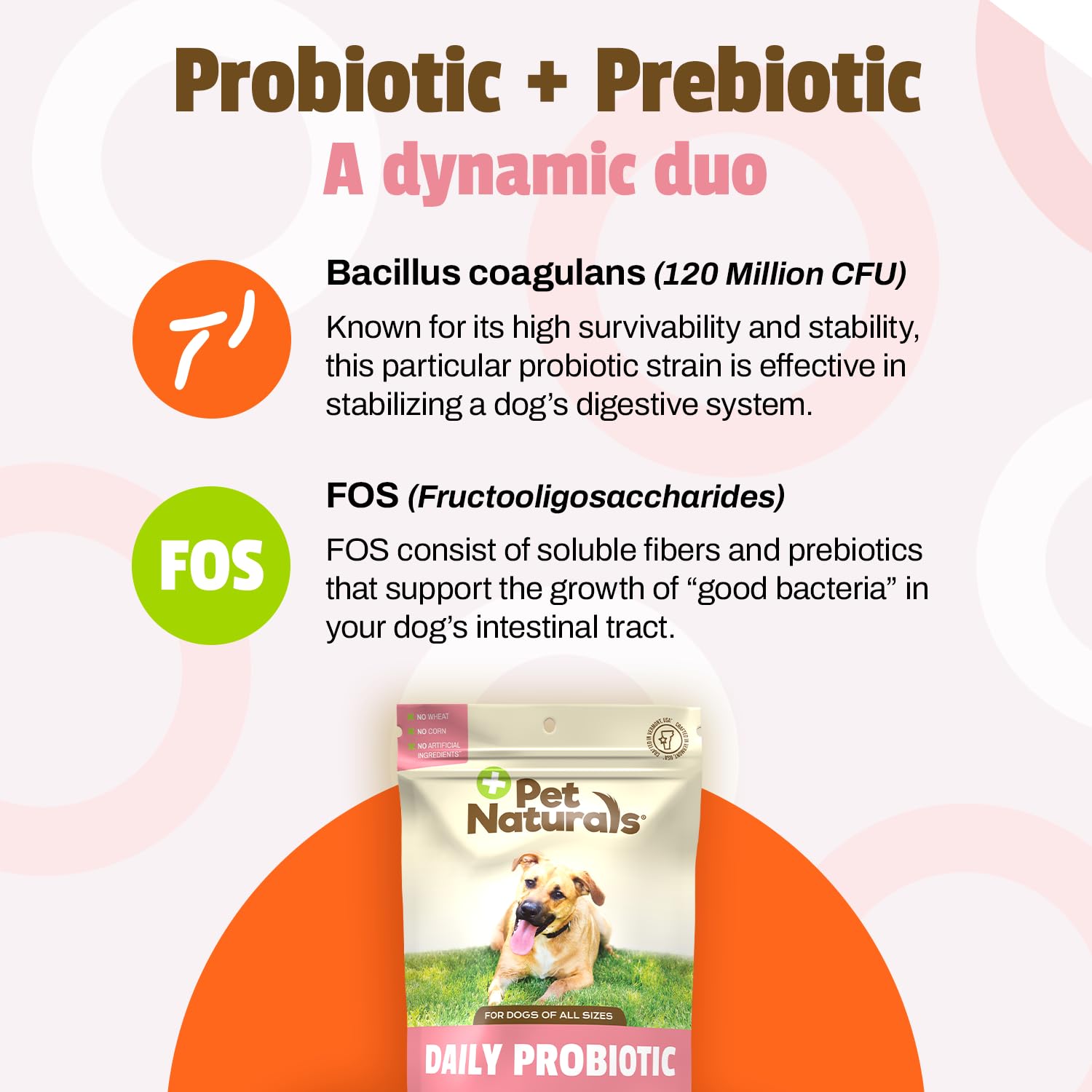 Foto 4 | Probiotic Pet Naturals Con Sabor A Pato Para Perros, 160 Unidades Masticables, 120 Millones De Cfu - Venta Internaciona