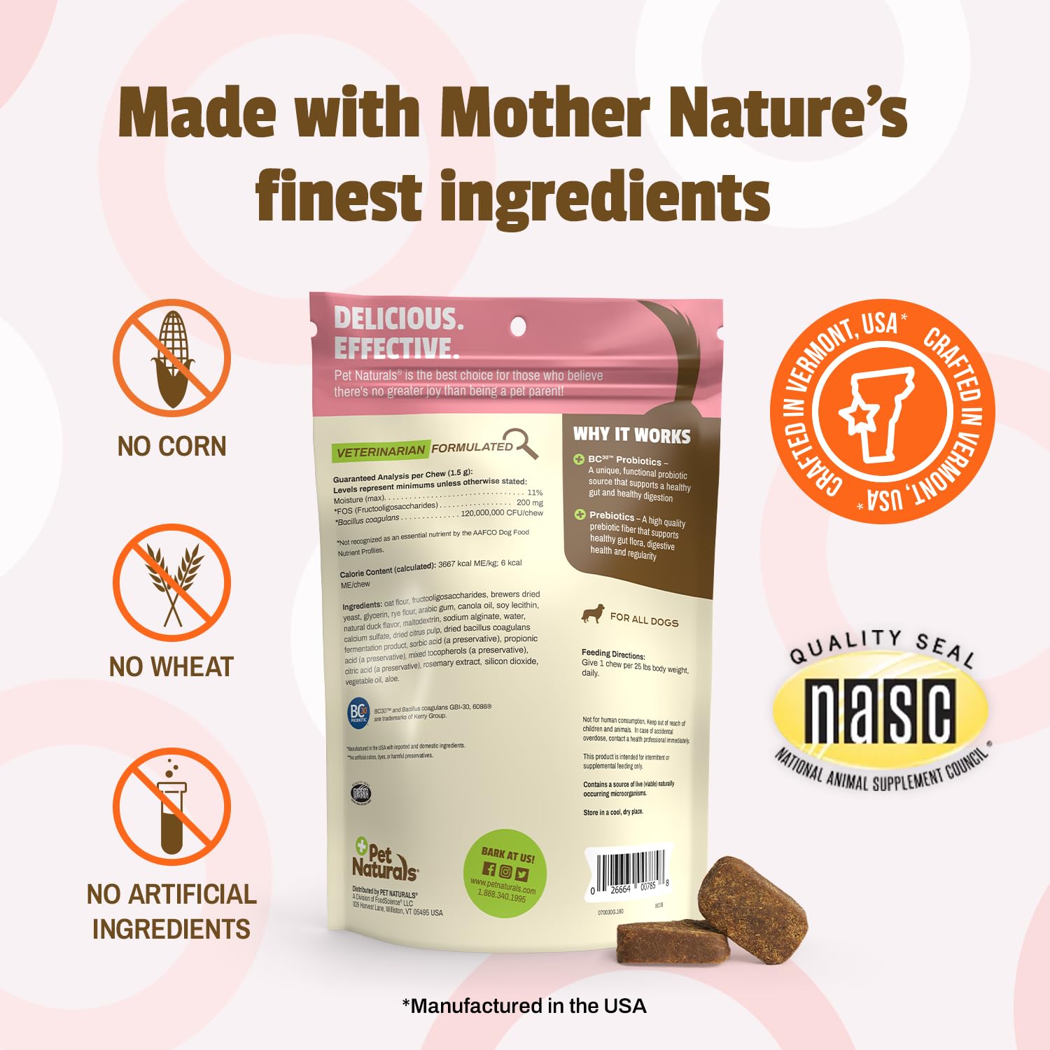 Foto 6 | Probiotic Pet Naturals Con Sabor A Pato Para Perros, 160 Unidades Masticables, 120 Millones De Cfu - Venta Internaciona