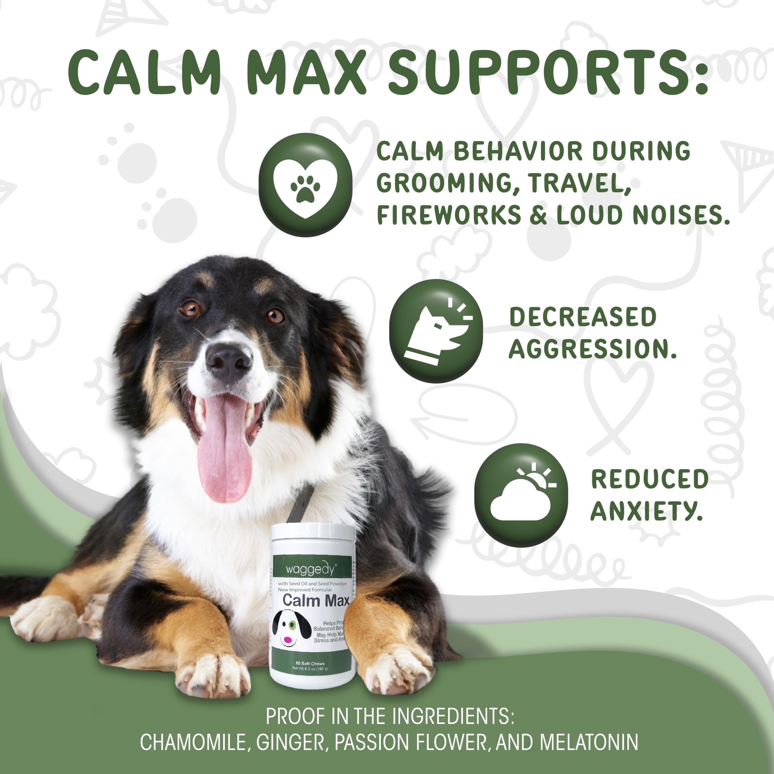 Foto 3 pulgar | Masticables Calmantes Para Perros Waggedy Calm Max Para Aliviar La Ansiedad, 60 Masticables - Venta Internacional.