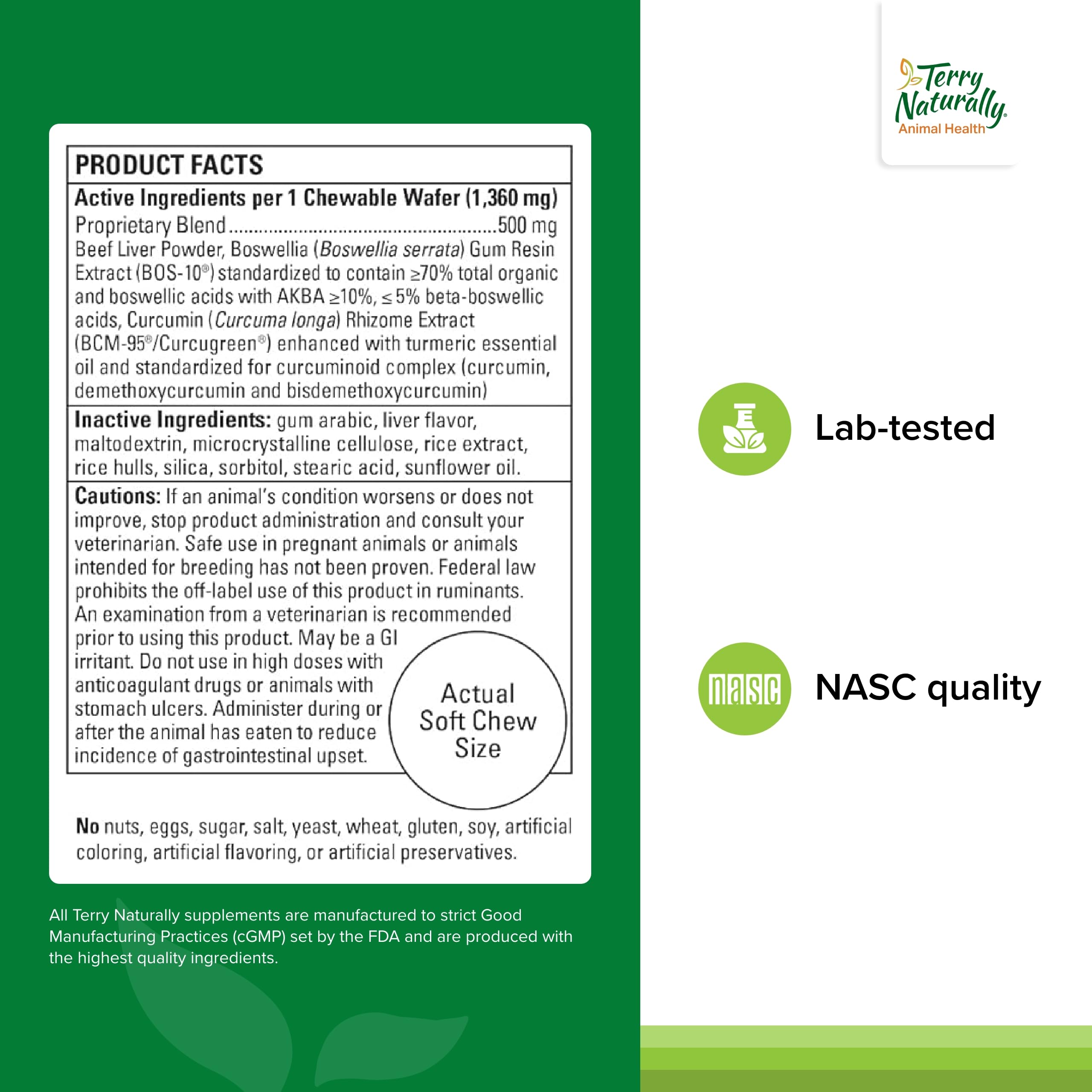 Foto 2 | Complementa Las 60 Obleas Masticables Terry Naturally Animal Health Para Articulaciones Y Caderas - Venta Internacional.