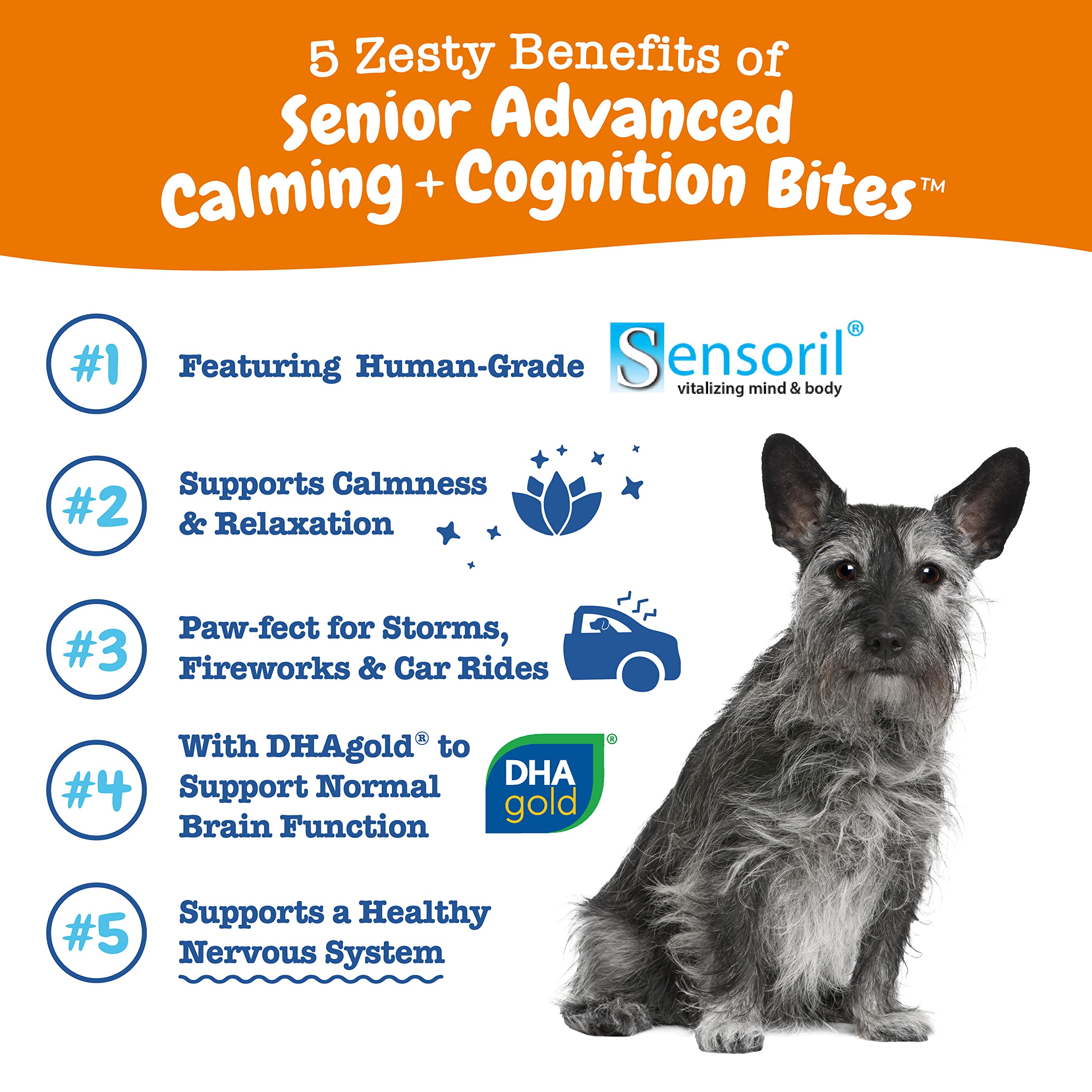 Foto 3 pulgar | Complementa Zesty Paws Senior Advanced Calming & Cognition - Venta Internacional.