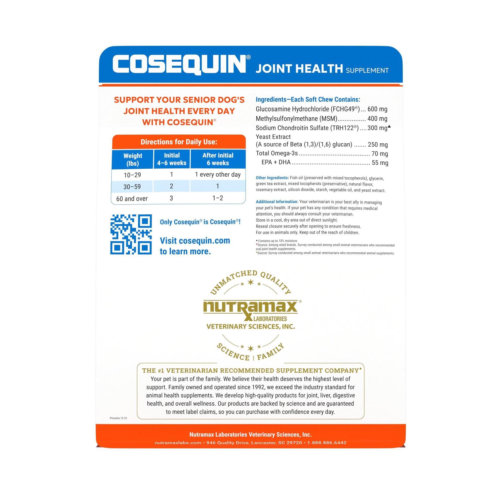 Foto 3 pulgar | Suplemento Para La Salud De Las Articulaciones Nutramax Cosequin Senior Dogs 120 Chews - Venta Internacional.
