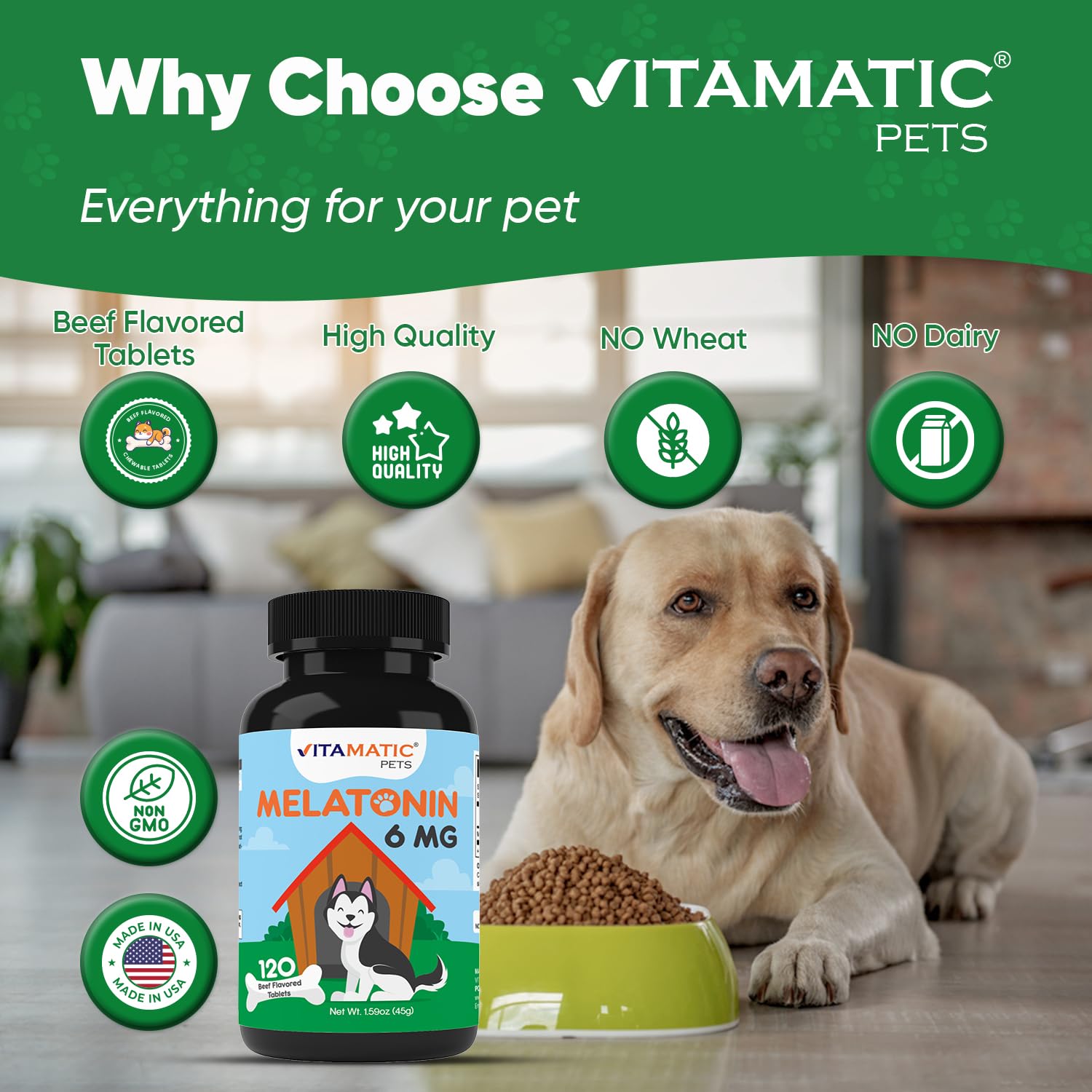 Foto 5 pulgar | Suplemento Vitamínico De Melatonina Para Perros  6 Mg  120 Comprimidos - Venta Internacional.