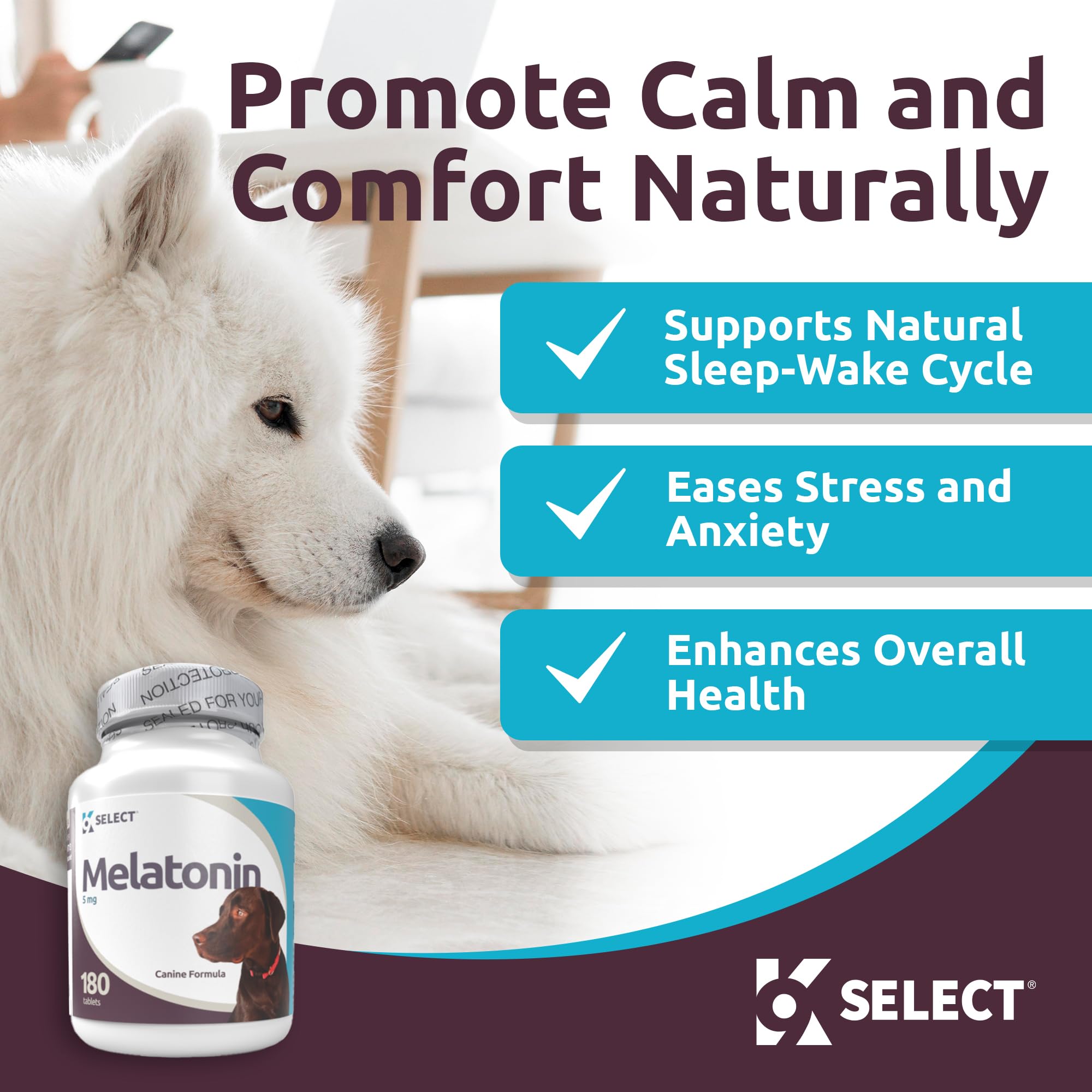 Foto 2 | Suplemento K9 Select Melatonin 5 Mg Para Perros Grandes 180 Comprimidos - Venta Internacional.