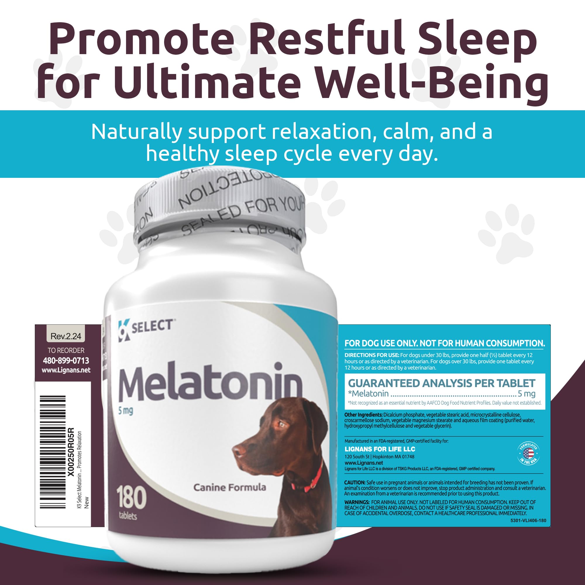 Foto 4 | Suplemento K9 Select Melatonin 5 Mg Para Perros Grandes 180 Comprimidos - Venta Internacional.
