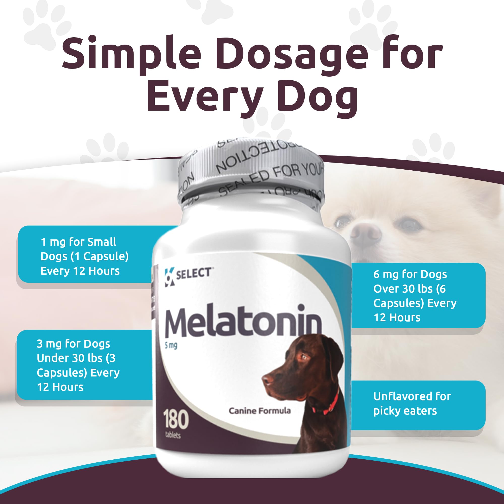 Foto 5 | Suplemento K9 Select Melatonin 5 Mg Para Perros Grandes 180 Comprimidos - Venta Internacional.