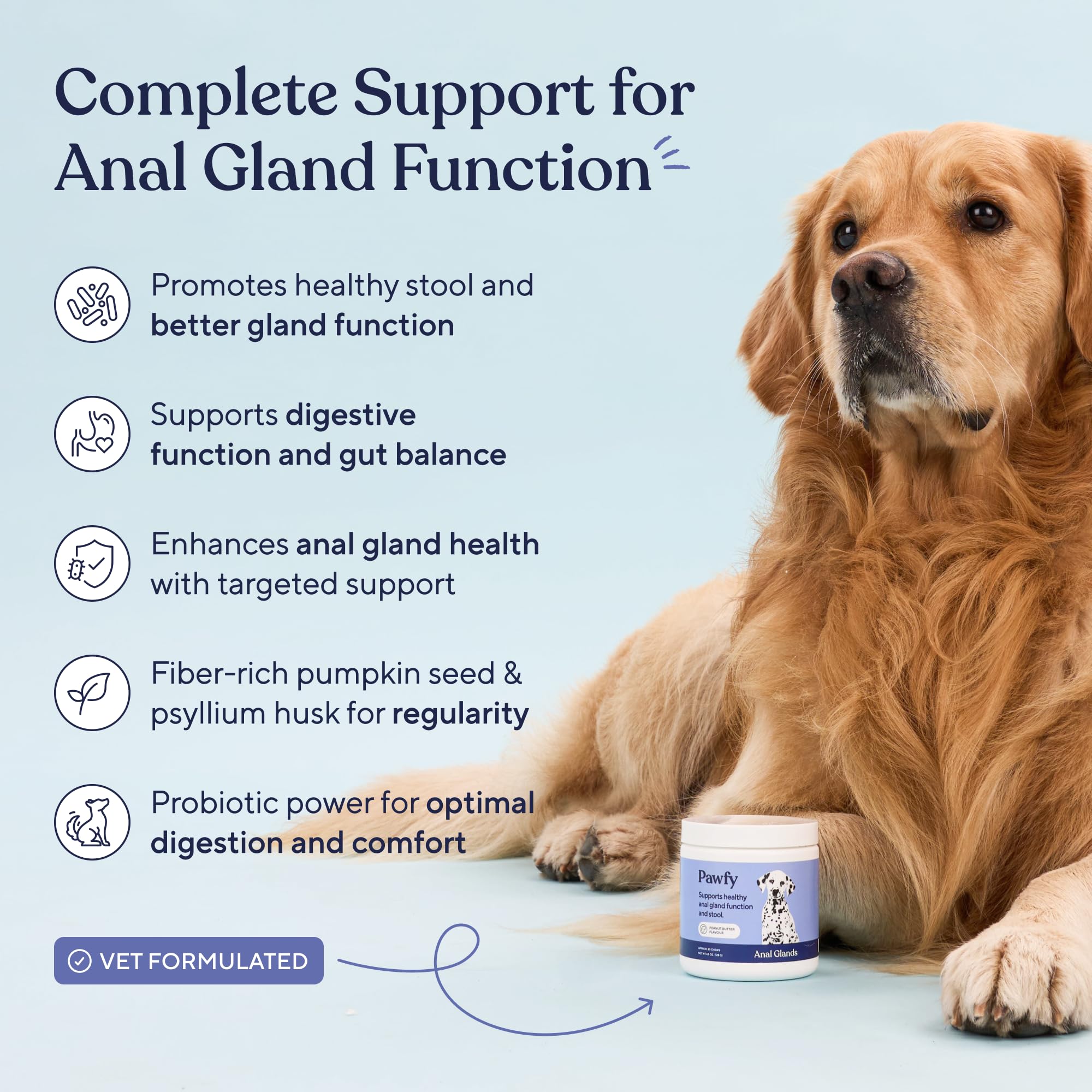 Foto 3 pulgar | La Glándula Anal Del Perro Mastica Mantequilla De Maní Pawfy 30 Suplementos - Venta Internacional.