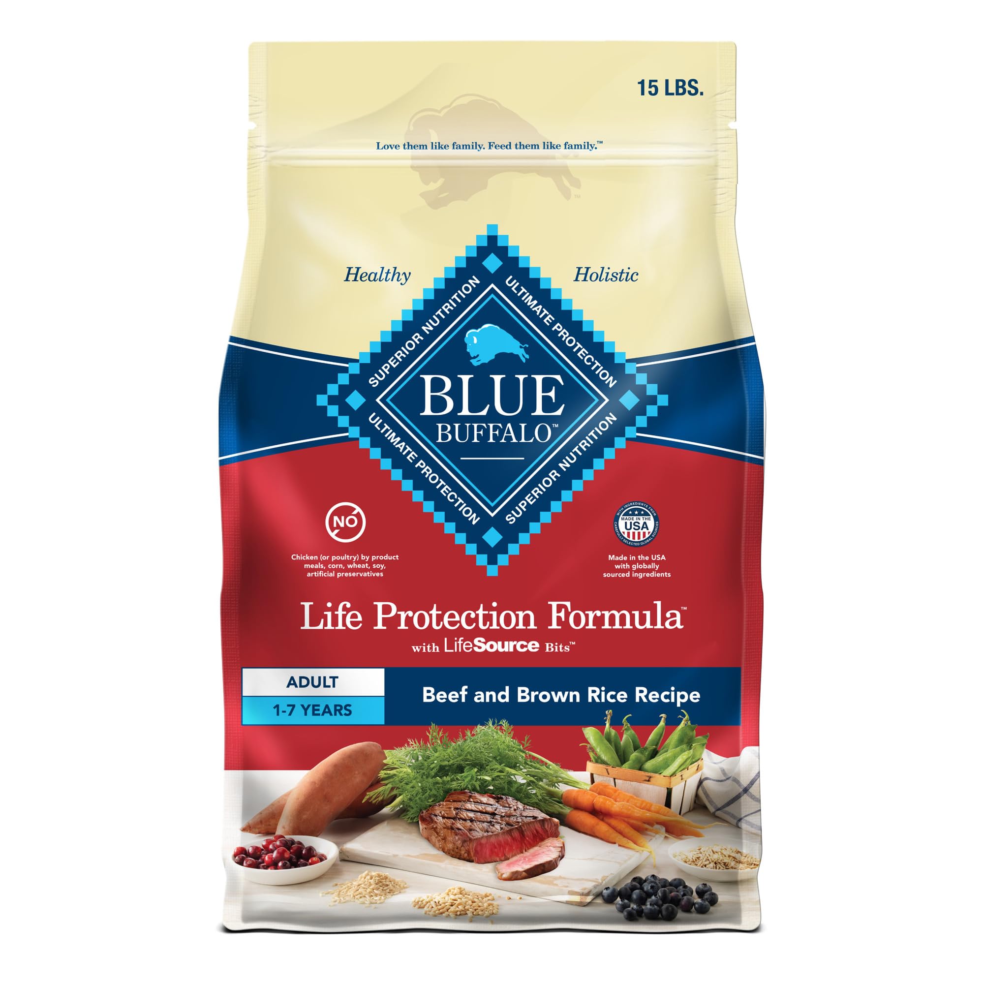 Alimento Para Perros Blue Buffalo Life Protection, Carne De Res Para Adultos, 6,8 Kg - Venta Internacional.