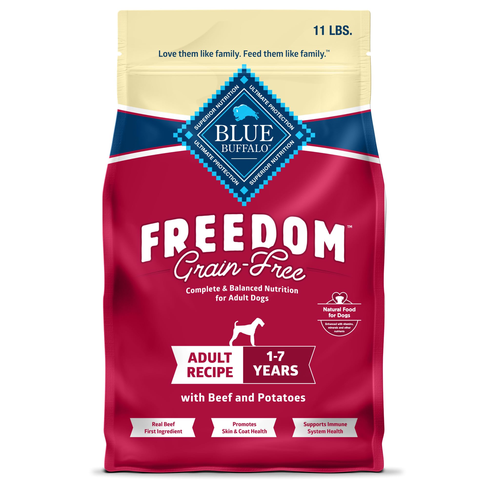 Comida Para Perros Blue Buffalo Freedom, Carne De Res Sin Cereales, Bolsa De 5 Kg - Venta Internacional.