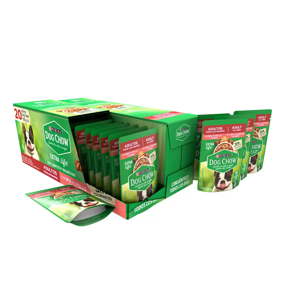 Foto 3 pulgar | Alimento Húmedo Para Perro Dog Chow Adulto 100gr 40pz