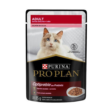 Foto 2 pulgar | Proplan Pouch Alimento Humedo Adulto Cat Salmon 85 G 24pz