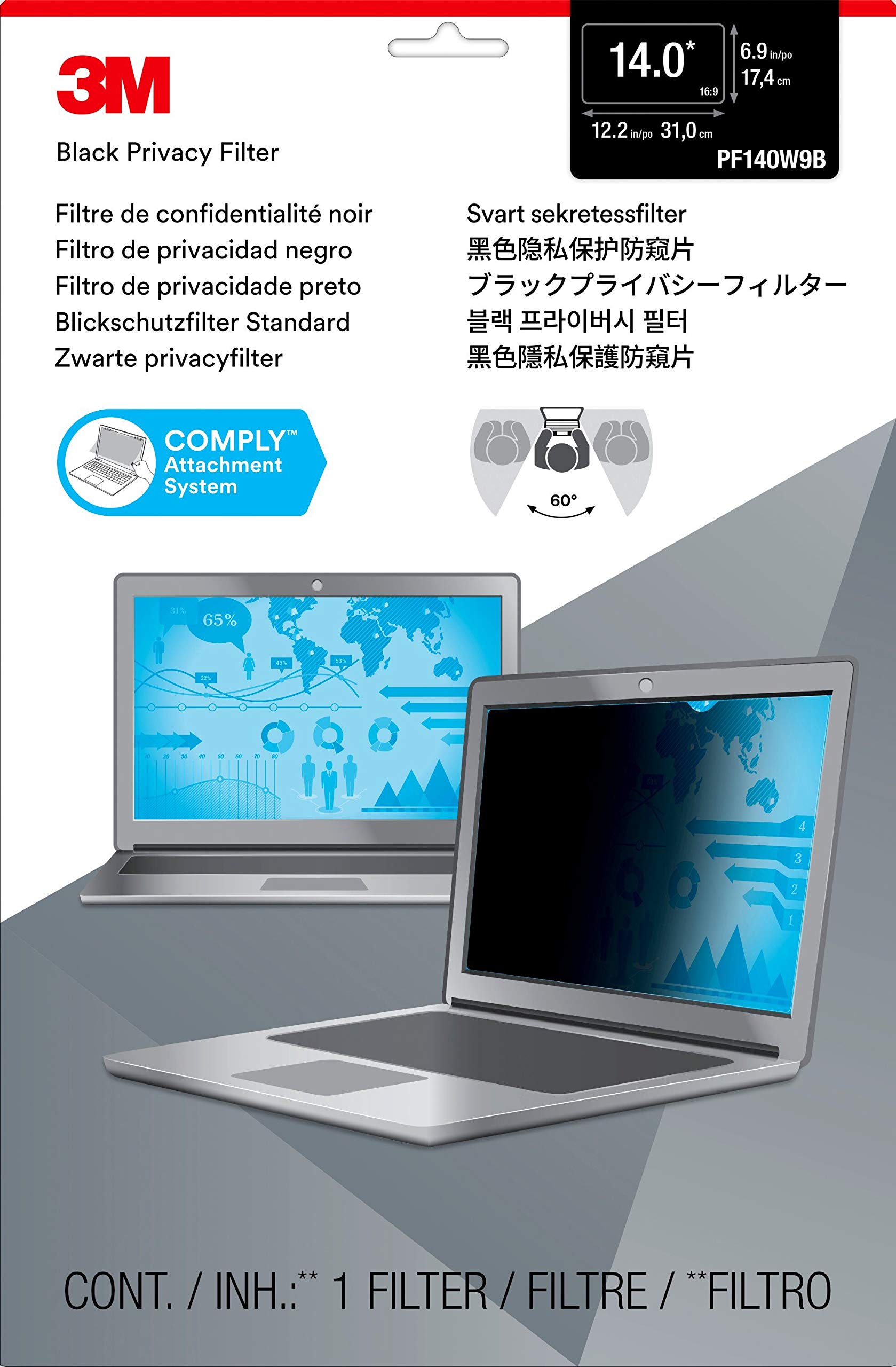 Foto 2 | Filtro De Privacidad 3m Pf14.0w Para Portátil Con Pantalla Ancha De 14 Pulgadas - Venta Internacional.