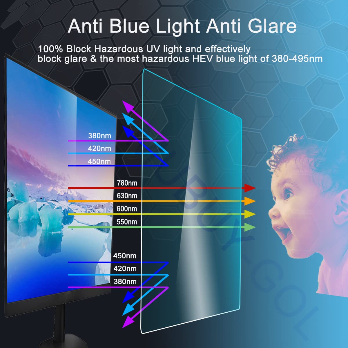Foto 6 | Protector de Pantalla Mubuy-Gol Anti-Blue Light para Portátil HP de 17,3 Pulgadas - Venta Internacional
