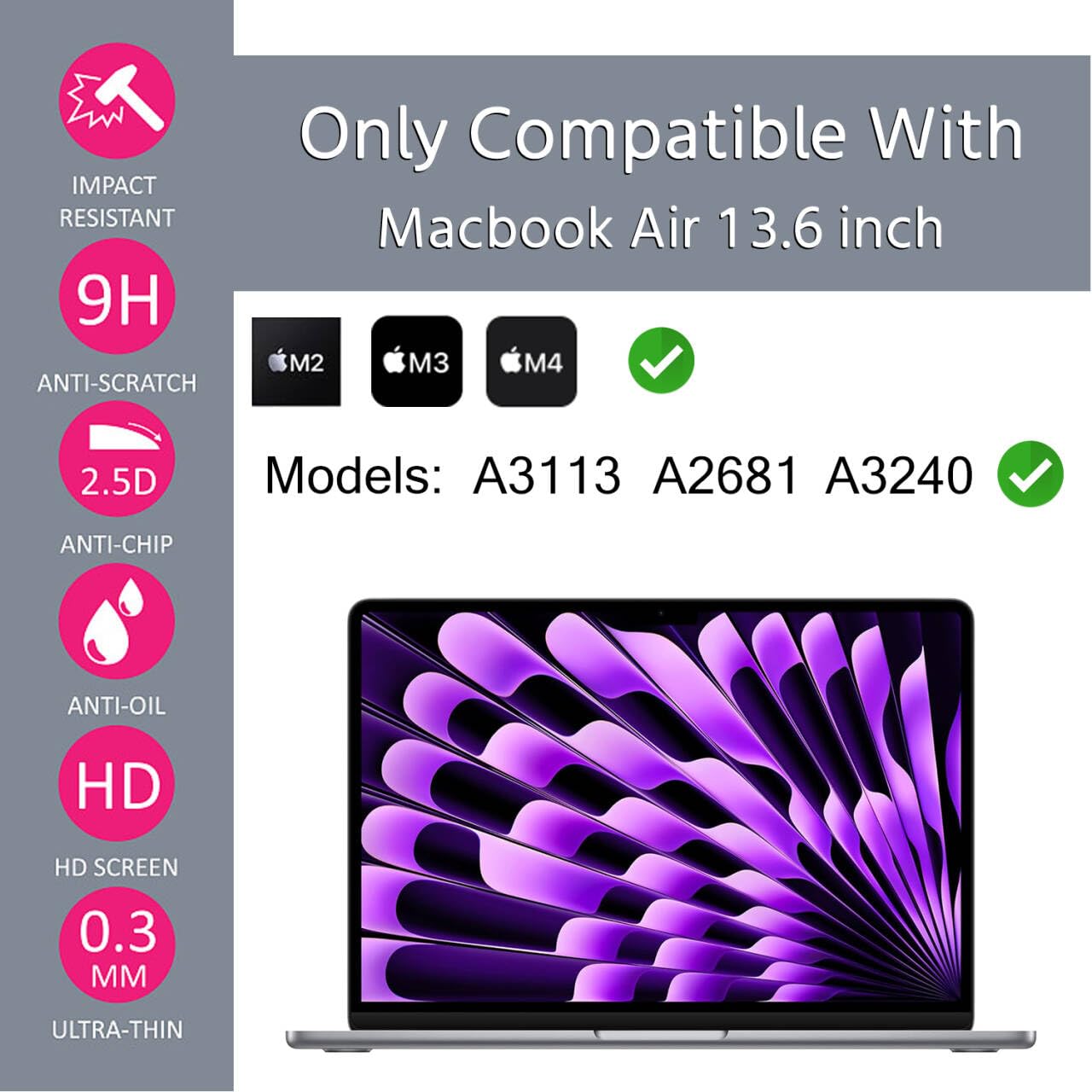 Foto 3 pulgar | Protector De Pantalla Mubuy-gol De Cristal Templado Para Macbook Air De 13 6 Pulgadas - Venta Internacional.
