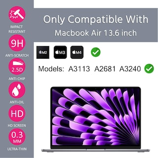 Foto 2 | Protector De Pantalla Mubuy-gol De Cristal Templado Para Macbook Air De 13 6 Pulgadas - Venta Internacional.