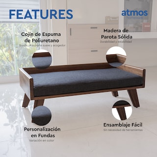 Foto 3 | Cama Para Perro Atmos Homeware Fabricada En Madera Con Cojín De Espuma De Poliuretano Tamaño Mediano