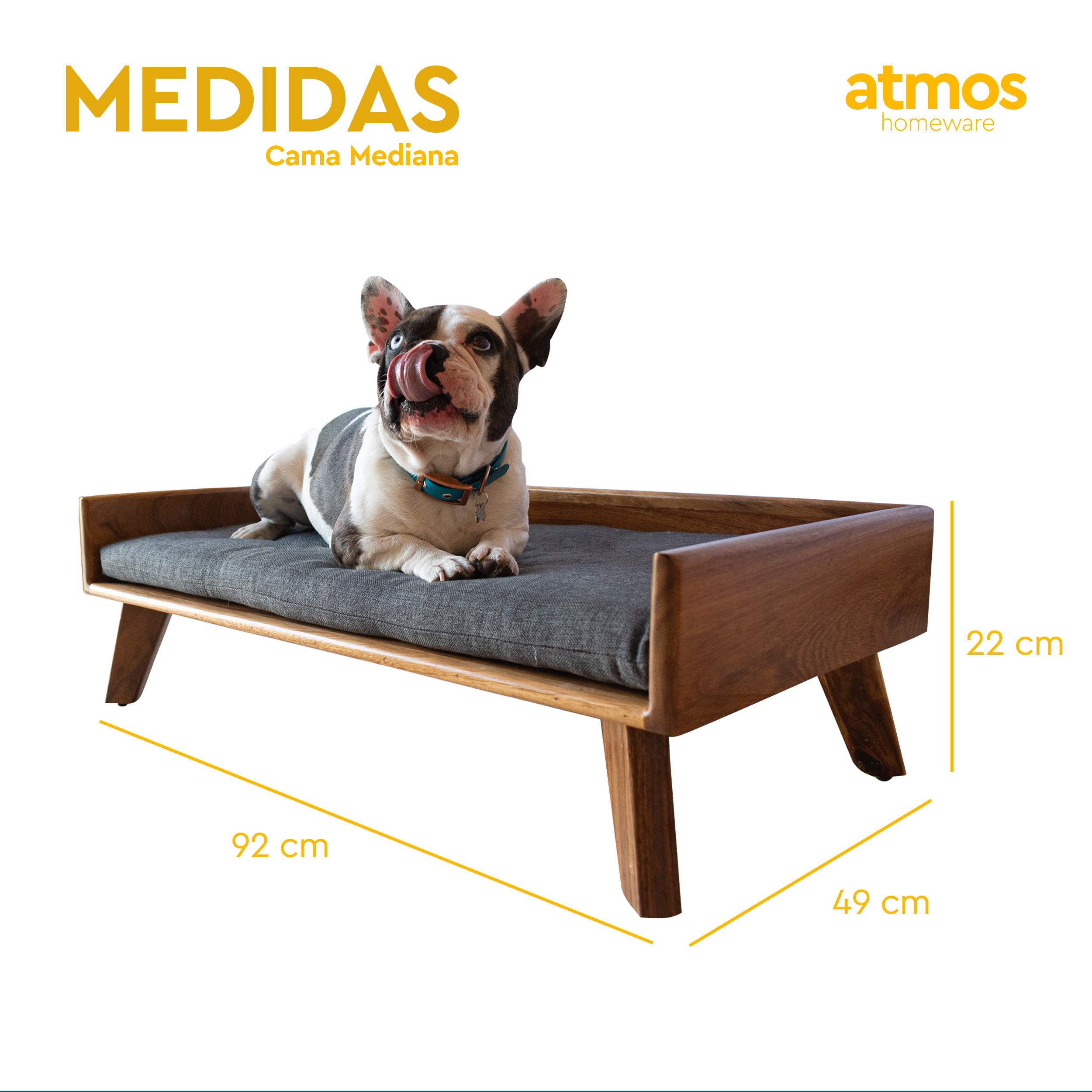 Foto 6 pulgar | Cama Para Perro Atmos Homeware Fabricada En Madera  Con Cojín De Espuma De Poliuretano  Tamaño Mediano