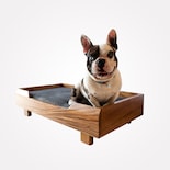 Cama Para Perro Fabricada En Madera Con Cojín De Espuma De Poliuretano Tamaño Chico
