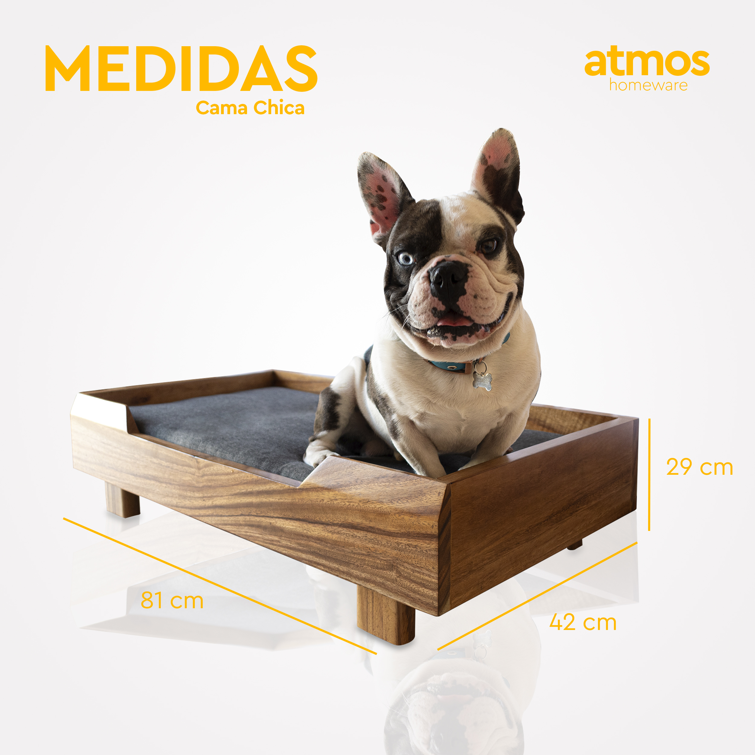 Foto 5 | Cama Para Perro  Fabricada En Madera Con Cojín De Espuma De Poliuretano Tamaño Chico
