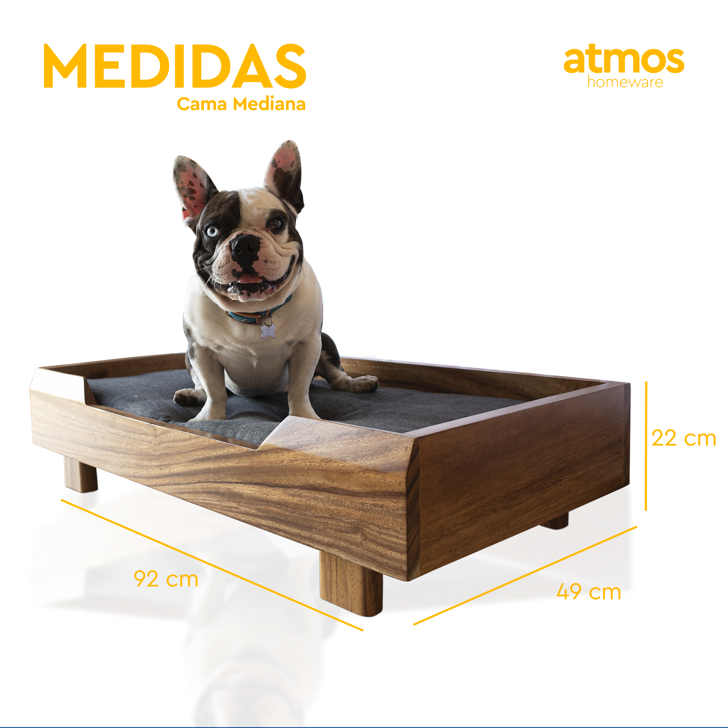 Foto 6 pulgar | Cama Para Perro Fabricada En Madera Con Cojín De Espuma De Poliuretano  Tamaño Mediano
