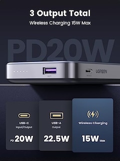 Foto 4 | Venta Internacional - Power Bank Ugreen Magnético De 10.000 Mah Con Soporte Plegable
