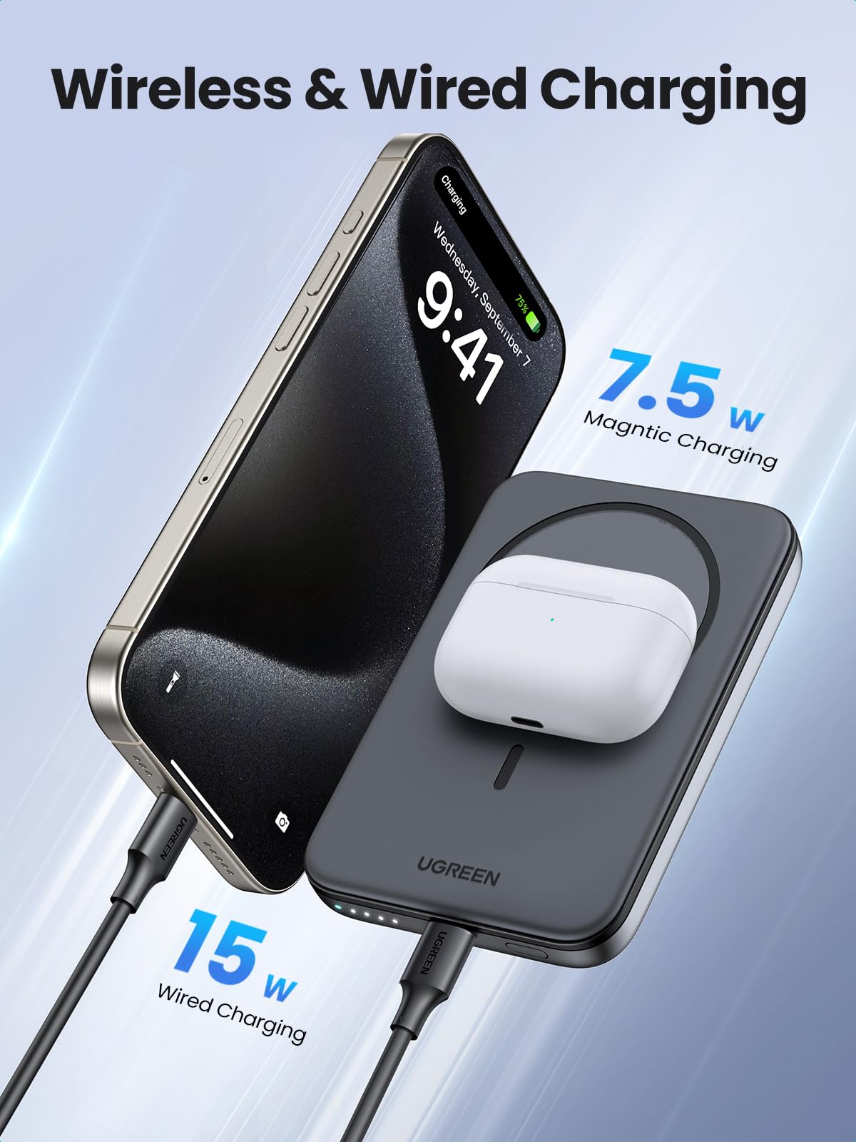 Foto 4 pulgar | Cargador Inalámbrico Magnetic Power Bank Ugreen De 5000 Mah, Negro - Venta Internacional.