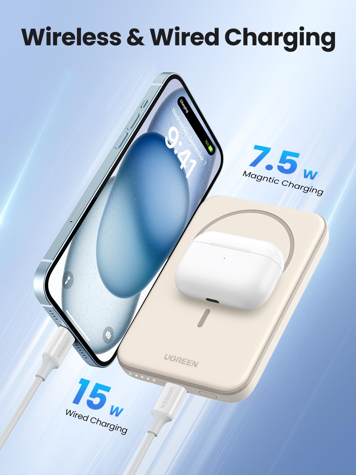 Foto 4 pulgar | Banco De Energía Magnético Ugreen De 5000 Mah Inalámbrico, Blanco - Venta Internacional.