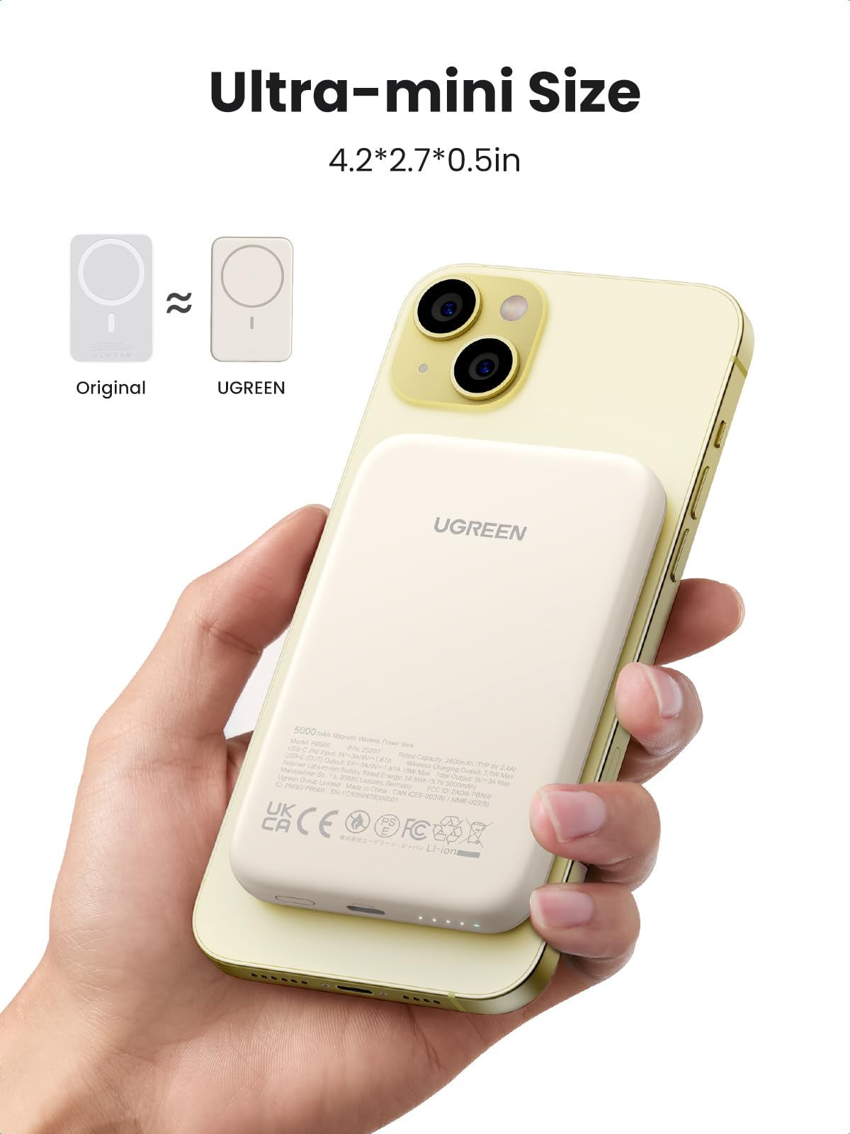 Foto 6 | Banco De Energía Magnético Ugreen De 5000 Mah Inalámbrico, Blanco - Venta Internacional.