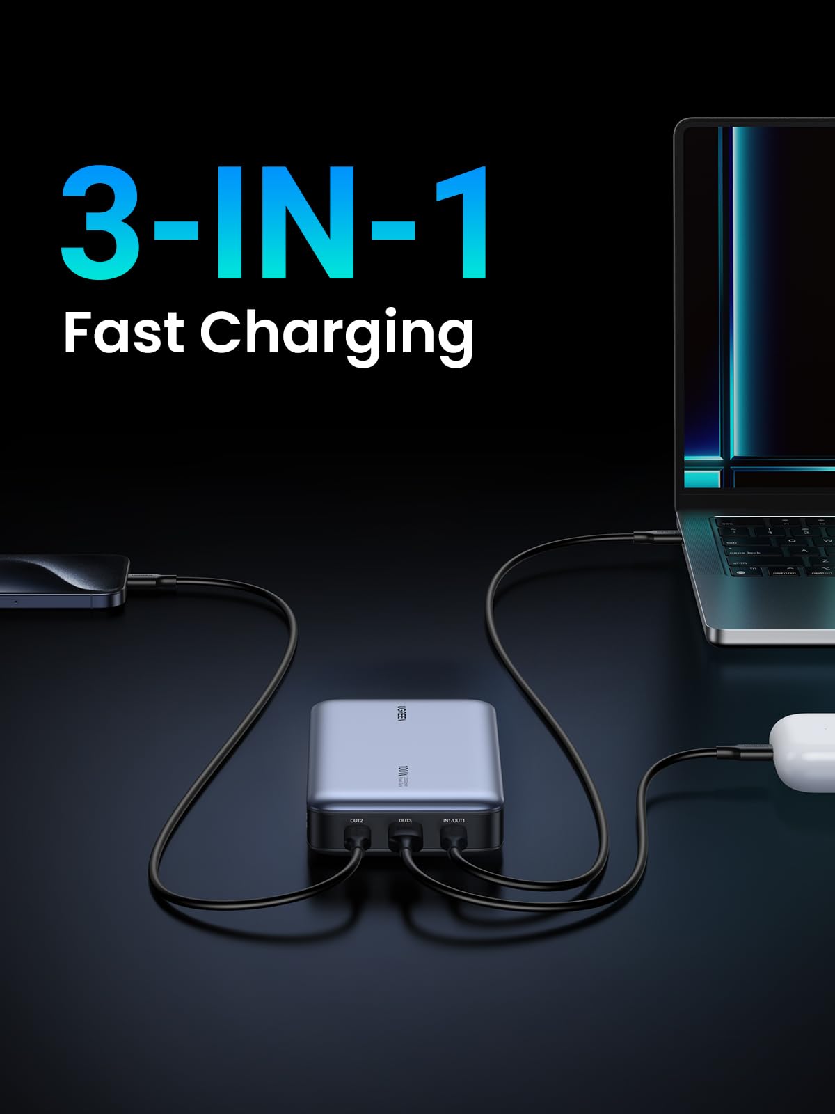 Foto 3 | Power Bank Ugreen 20000 Mah 100 W Con Carga Rápida Pd De 3 Puertos - Venta Internacional.
