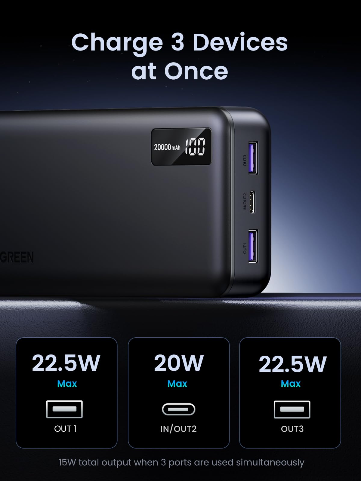 Foto 4 pulgar | Batería Externa Ugreen 20000 Mah 22,5 W Con Carga Rápida Usb C Pd 3.0 - Venta Internacional.
