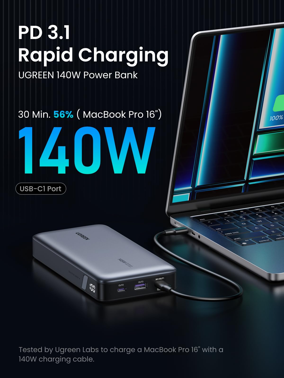 Foto 4 pulgar | Cargador Portátil Power Bank Ugreen De 25.000 Mah Y 145 W Para Portátil - Venta Internacional.